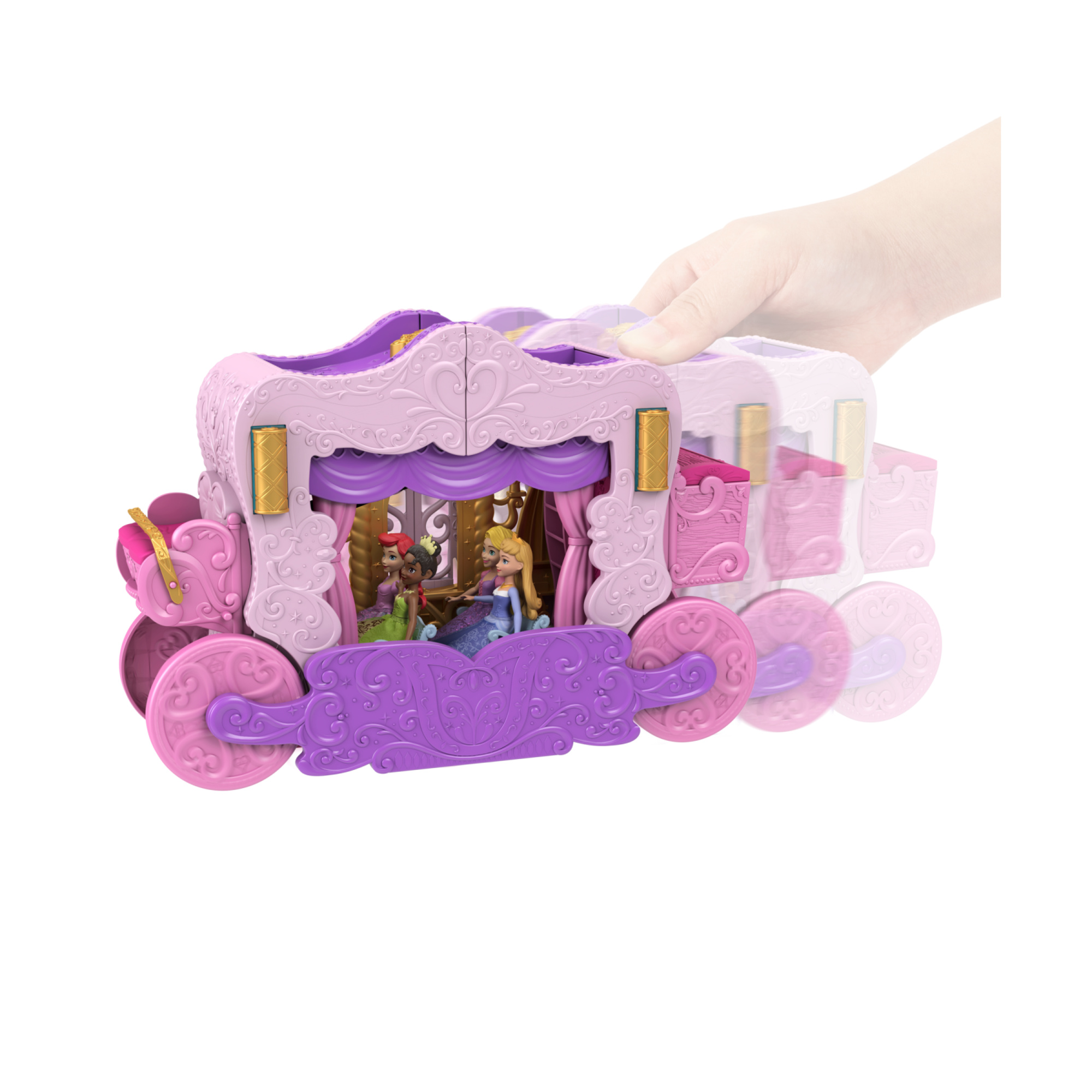 Disney princess - castello carrozza, playset 2 in 1 con mini bambola aurora, 4 personaggi e 10 mobili e accessori - DISNEY PRINCESS, NO BRAND