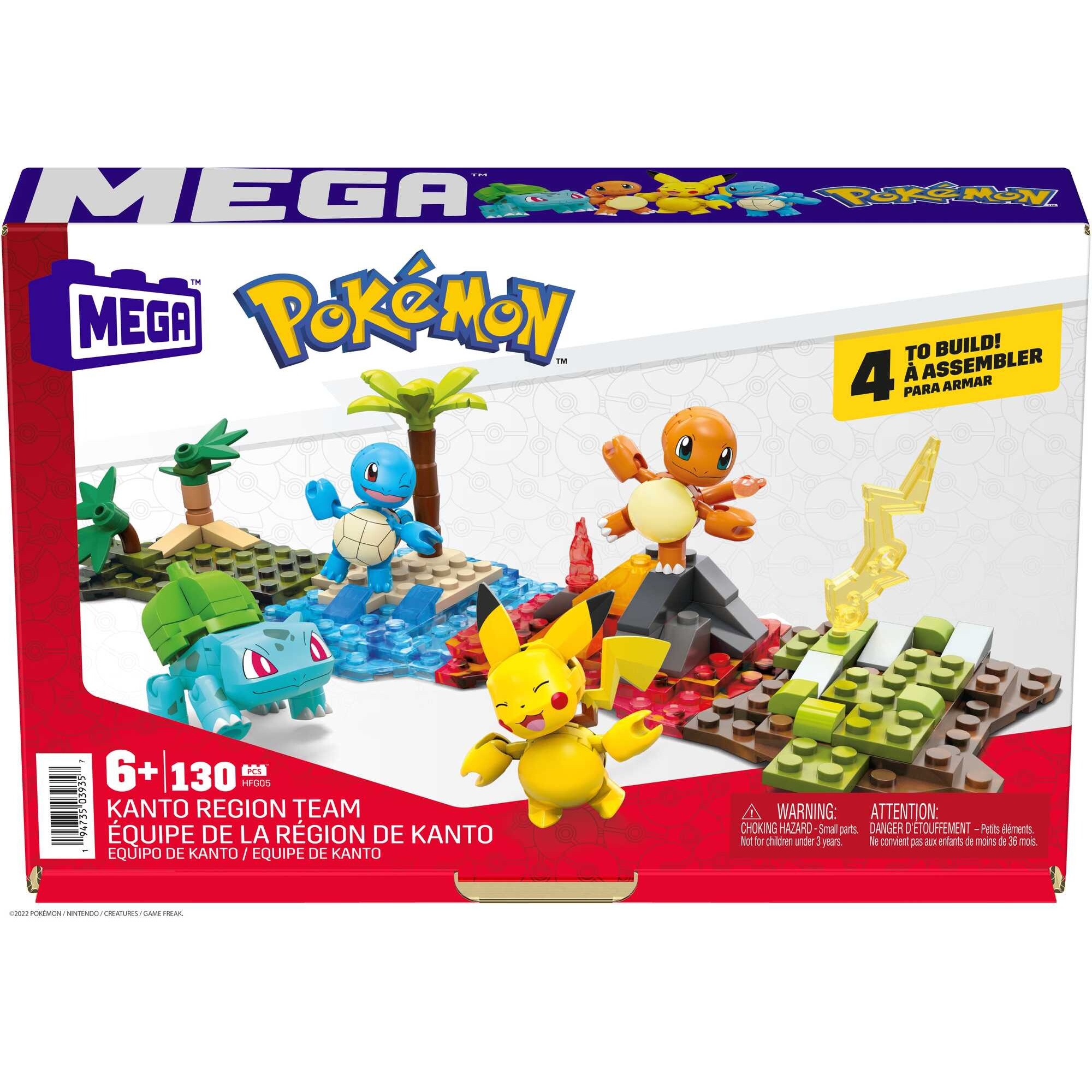 Mega pokémon - squadra di kanto, set da costruire con 130 pezzi e 4 personaggi pokémon inclusi - MEGA BLOCKS