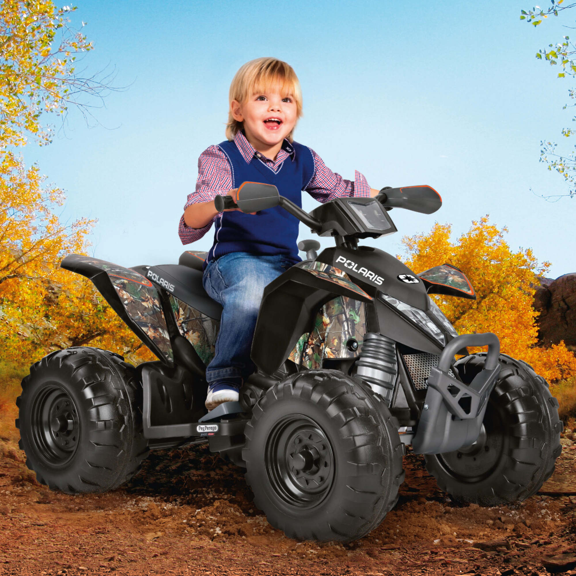 Peg perego - quad elettrico 12v - polaris outlaw 330w camo - 