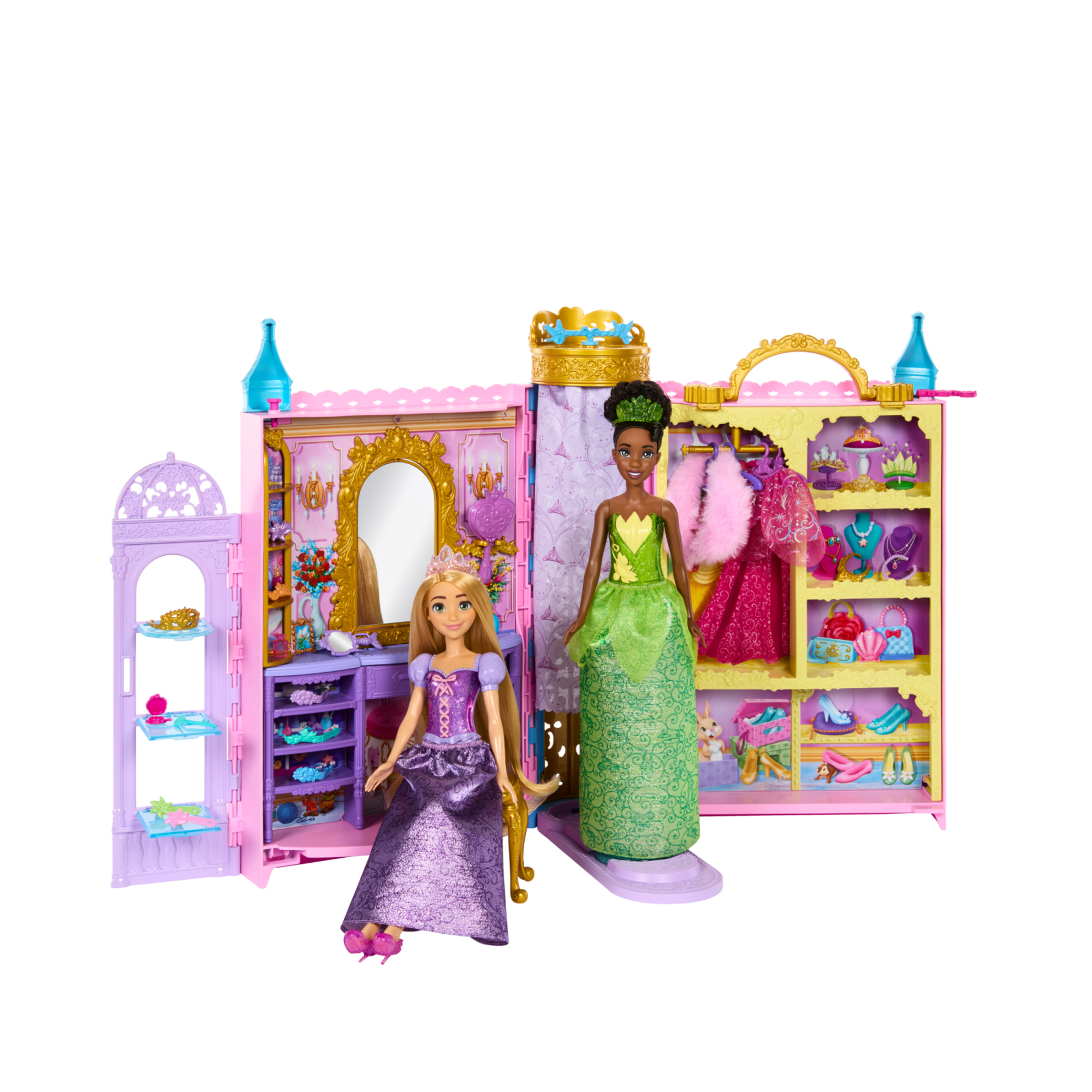 Disney princess - guardaroba da favola, playset armadio apribile fino a 60cm con 2 abiti e 25 accessori - DISNEY PRINCESS, NO BRAND