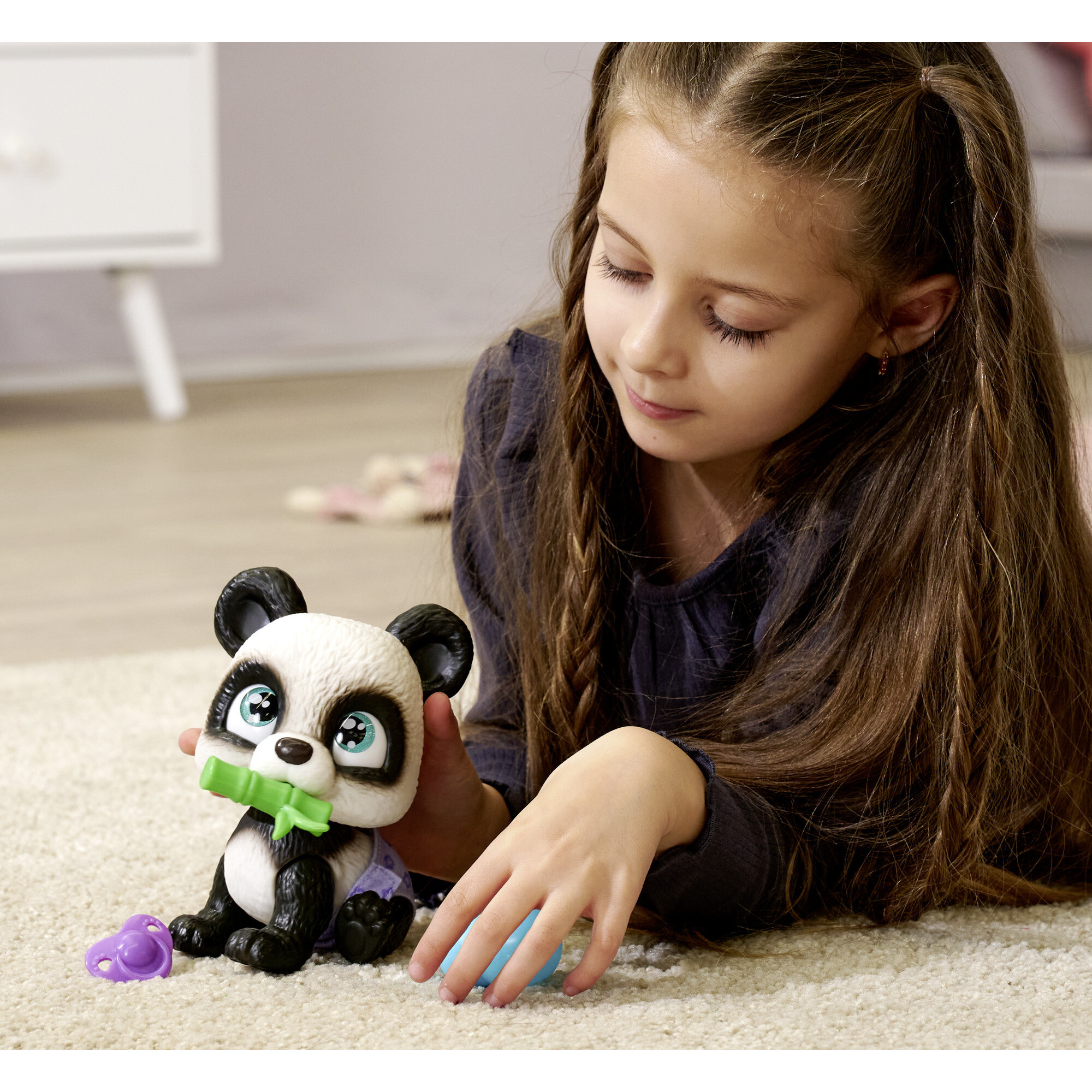 Pamper petz panda con accessori da adottare e coccolare - simpatico cucciolo di panda con funzioni interattive - 