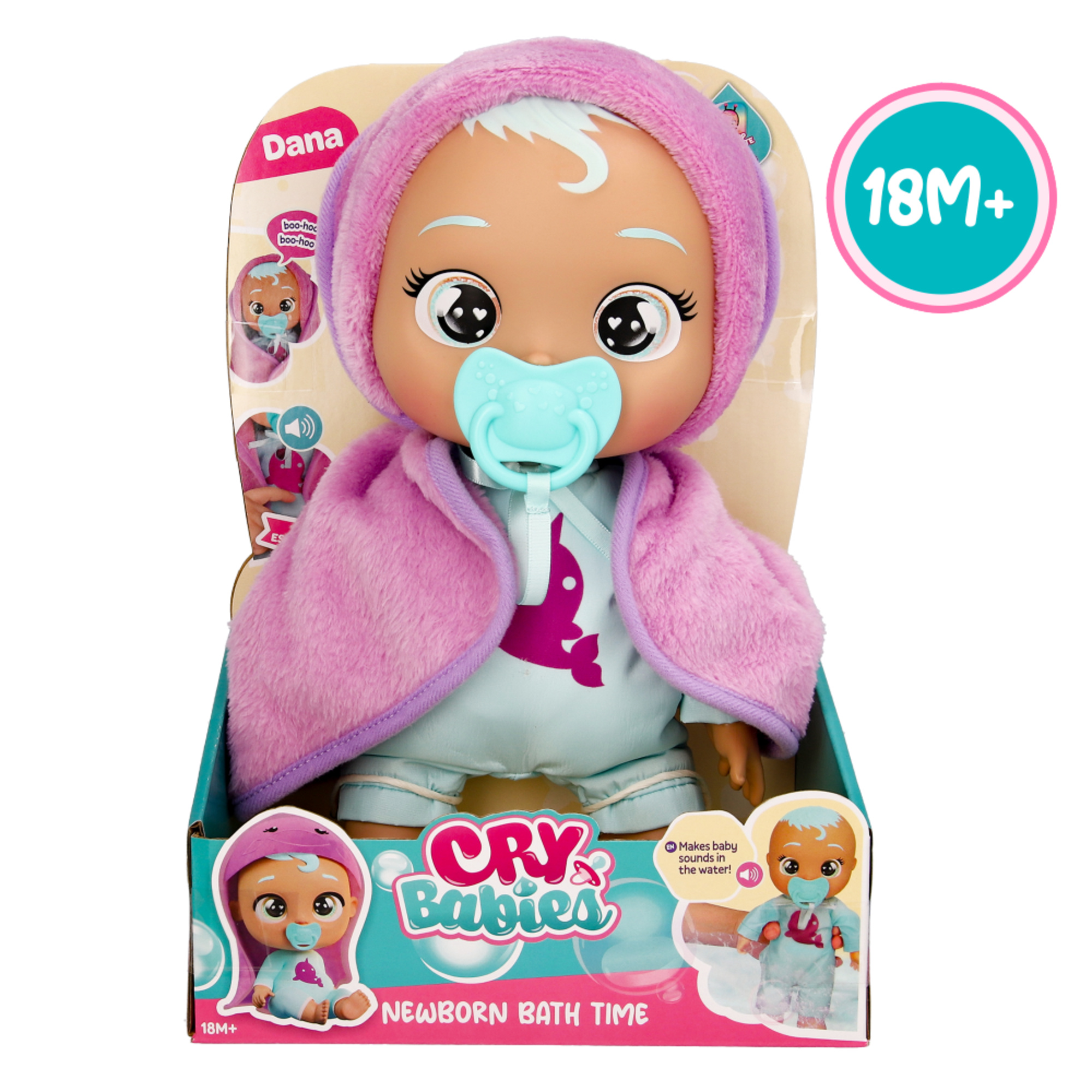 Cry babies newborn bathtime dana, bambola bagnetto con suoni e lacrime vere - CRY BABIES