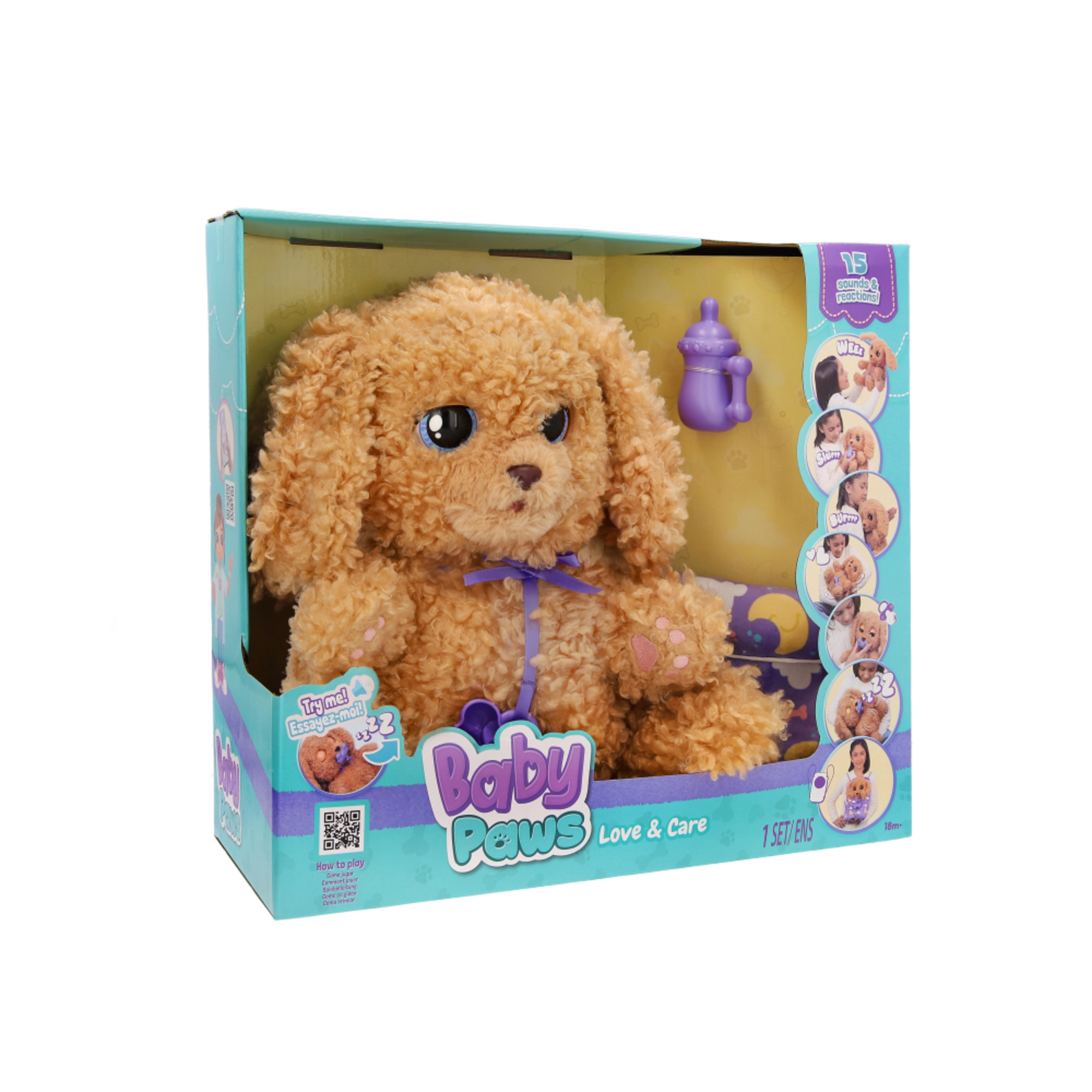 Baby paws love & care labradoodle, peluche interattivo con suoni, funzioni e 3 accessori - BABY PAWS