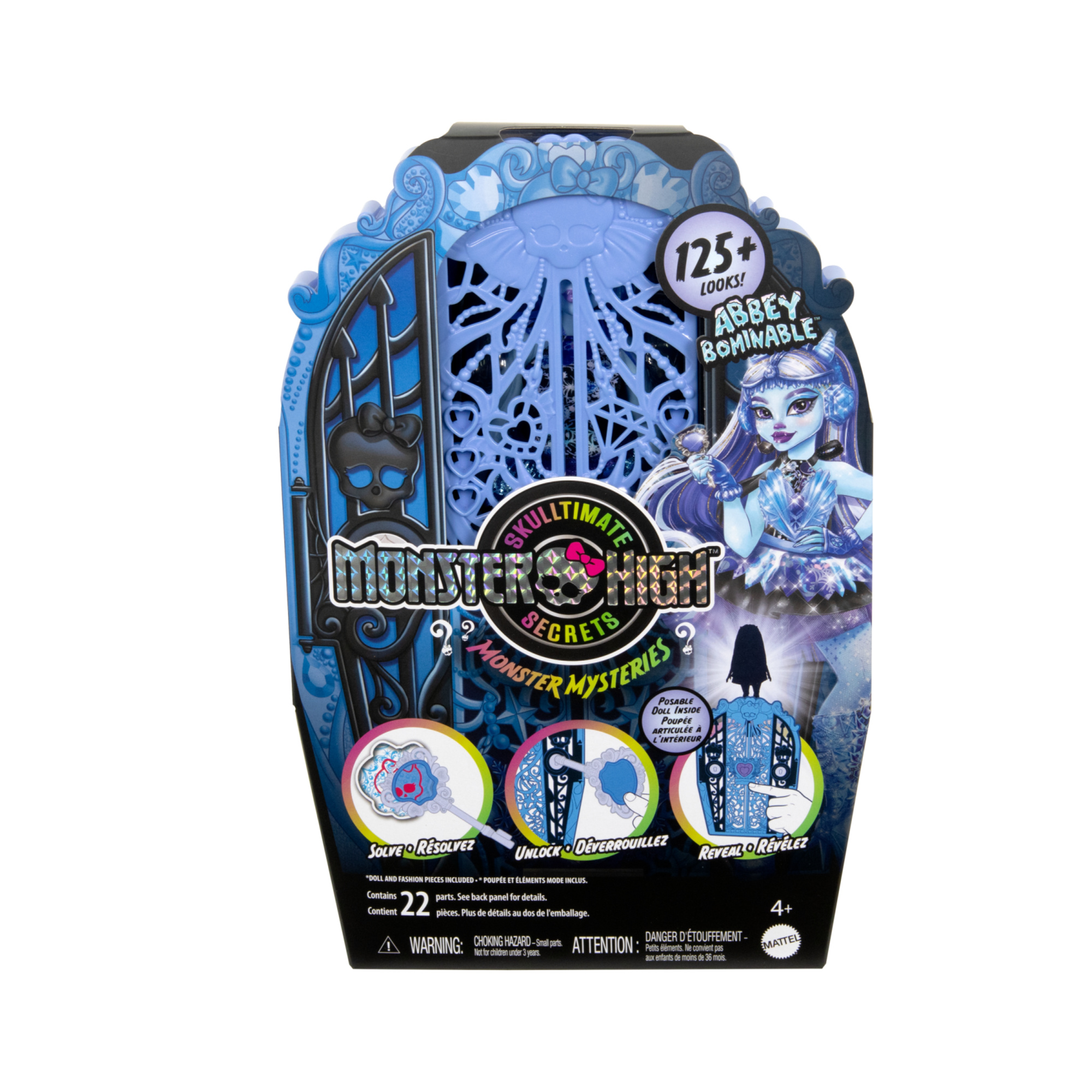 Monster high segreti da brivido - abbey bominable misteri mostruosi, set con bambola e guardaroba, 19 accessori e vestiti a sorpresa inclusi - Monster High