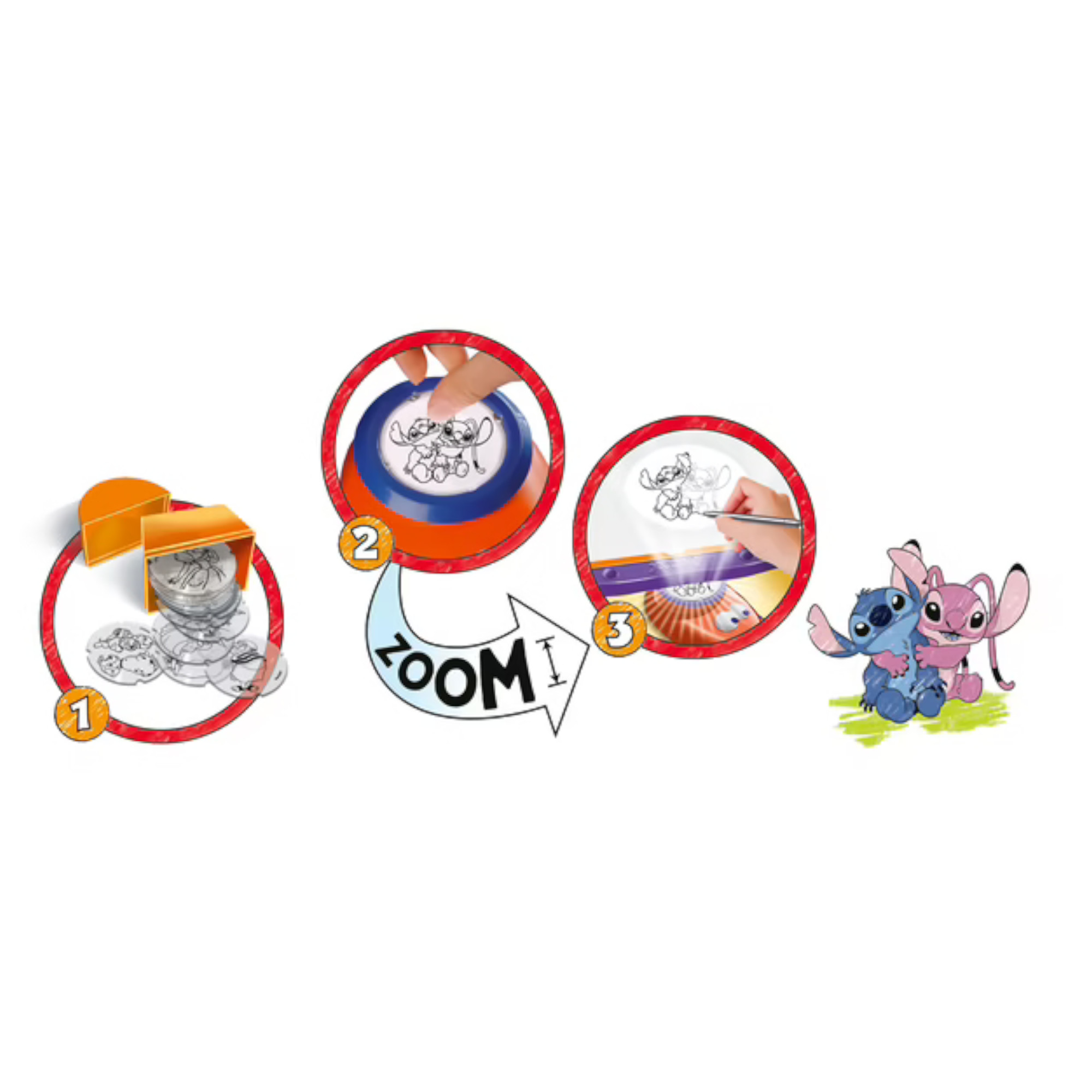 Ravensburger xoomy maxi disney stitch: tavolo a4 con proiettore luminoso e 300 motivi in 72 pellicole. gioco creativo per bimbi 6+. - RAVENSBURGER, Disney Stitch