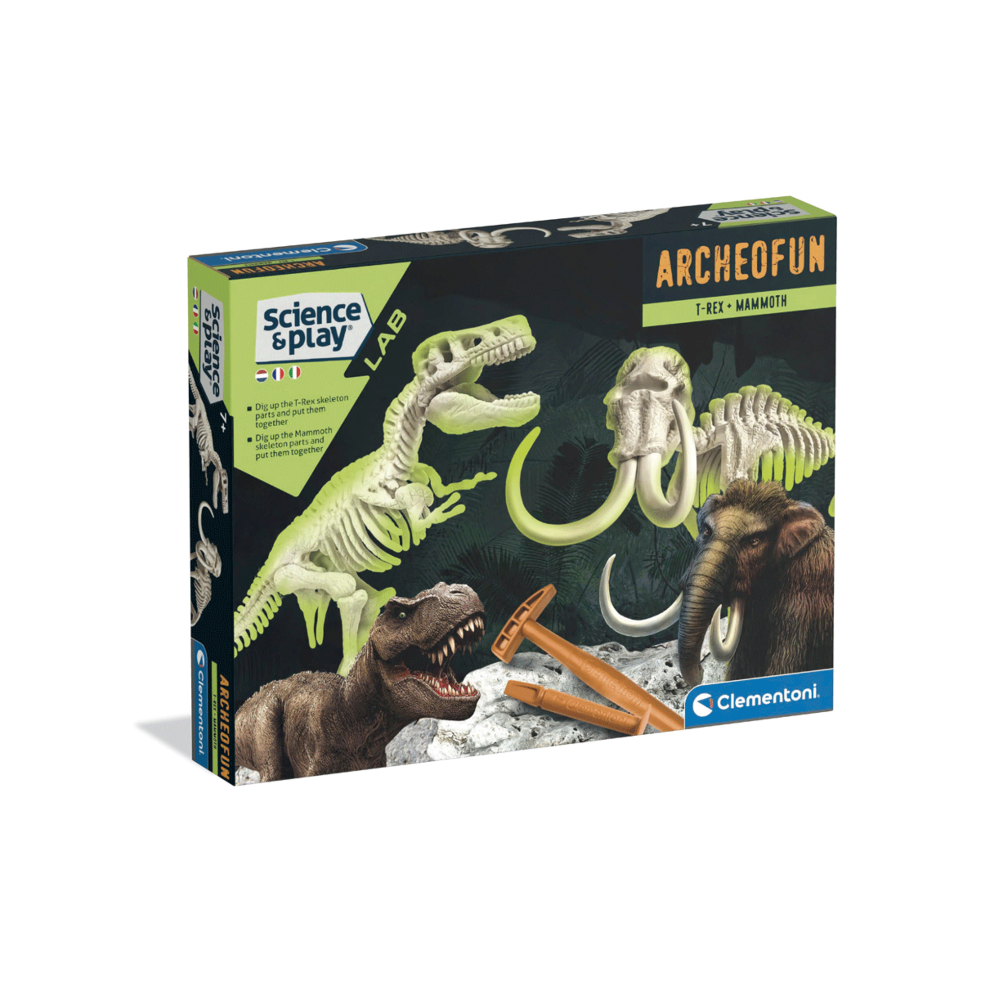 Clementoni scienza e gioco - t-rex + mammut glow in the dark - CLEMENTONI