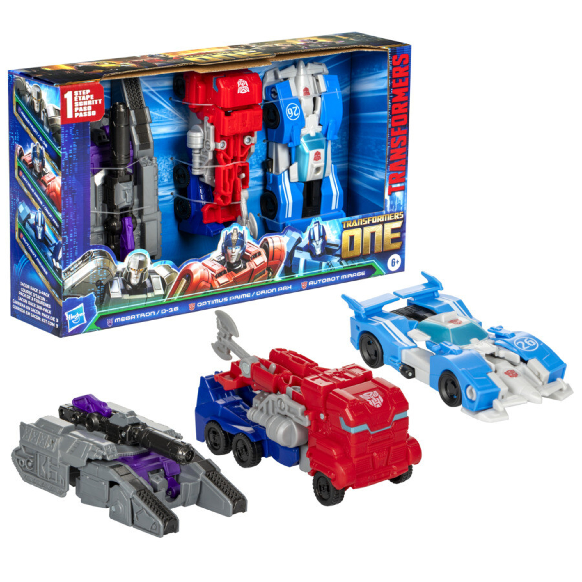 Transformers one, set iacon race 3-pack, con 3 action figure, conversione in 1 passaggio, giocattoli di robot, dai 6 anni in su - Transformers