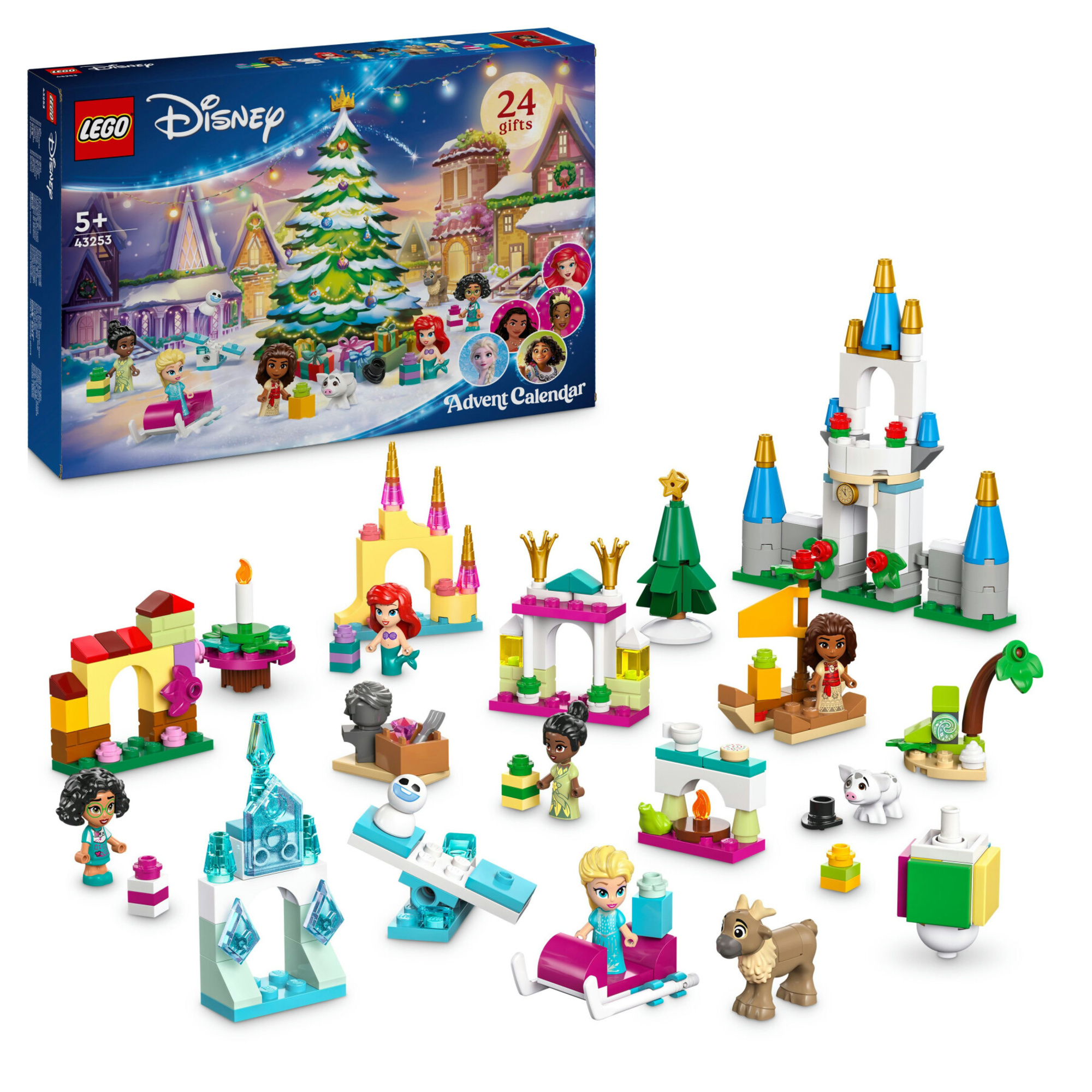 Lego ǀ disney 43253 calendario dell'avvento 2024, giocattolo di natale con personaggi, giochi per bambini 5+, regalo fantasy - Lego