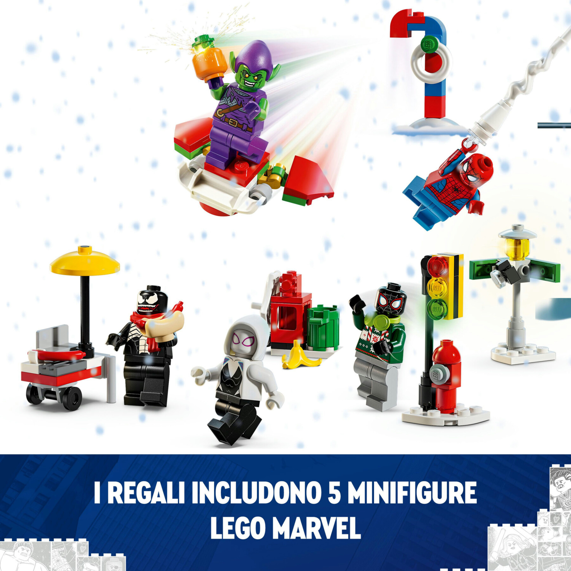 Lego marvel 76293 calendario dell’avvento 2024 spider-man giocattolo con supereroi e modellini, gioco di natale per bambini 7+ - Lego