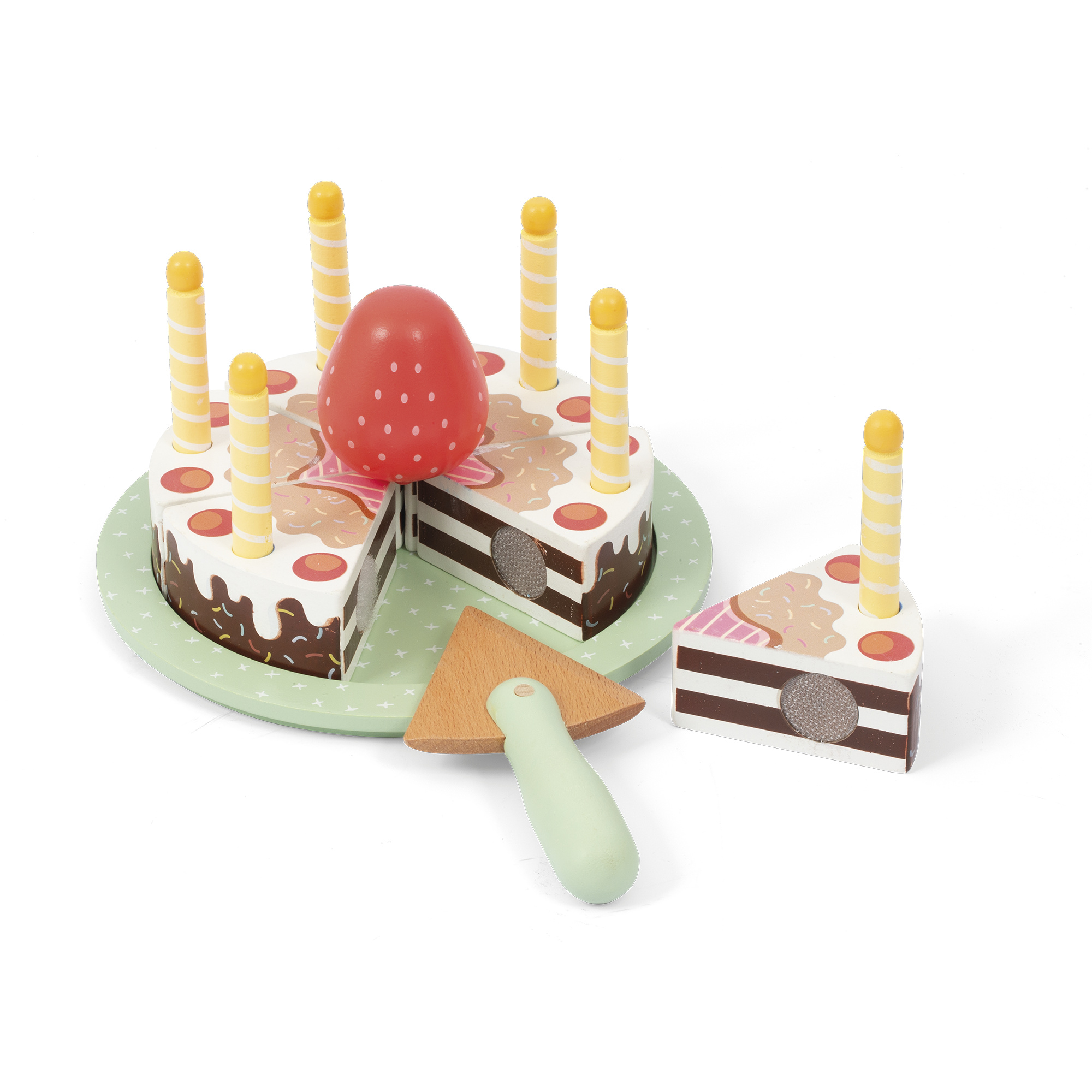 Torta di compleanno in legno wood’n play - eco-friendly con candeline e accessori - WOOD N'PLAY