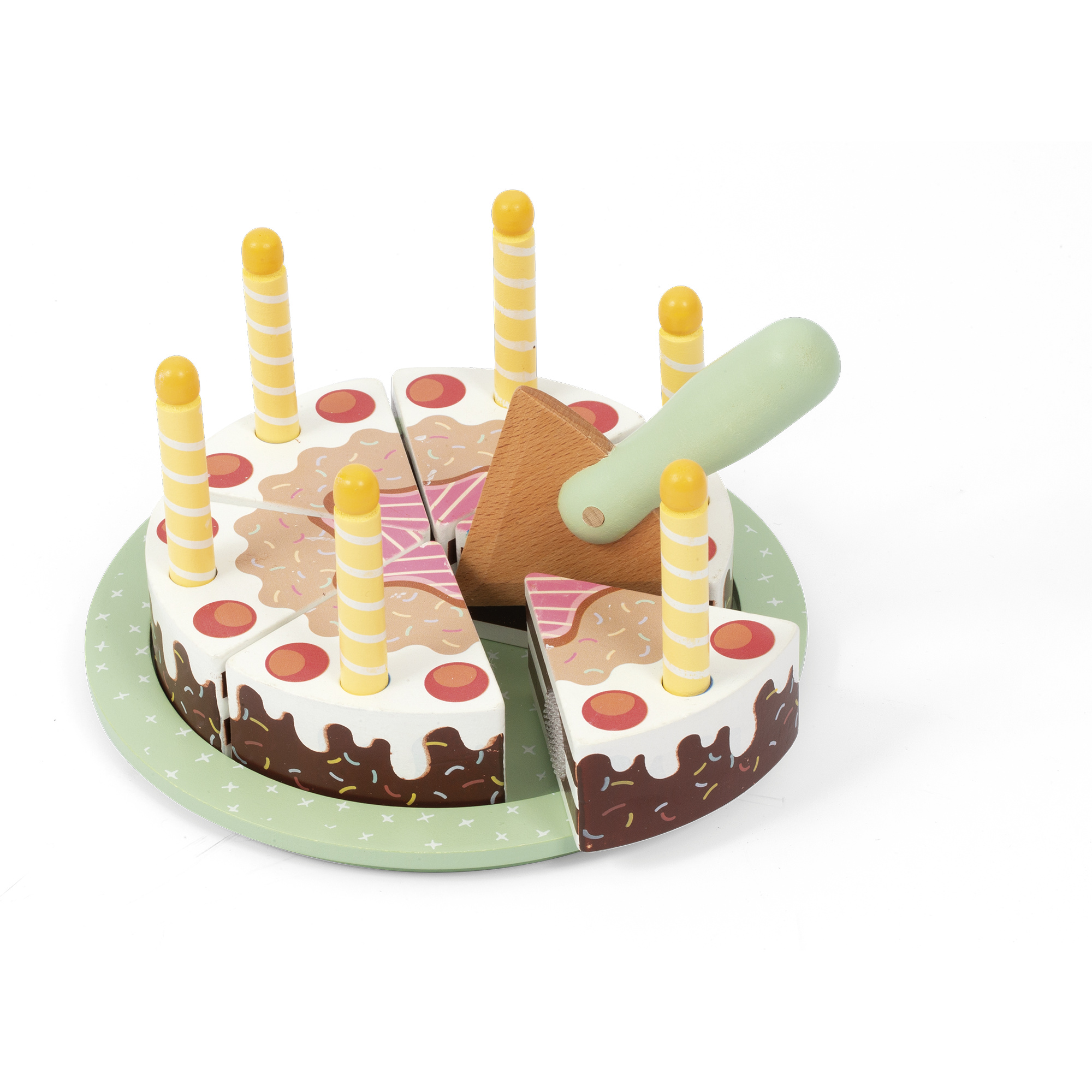 Torta di compleanno in legno wood’n play - eco-friendly con candeline e accessori - WOOD N'PLAY