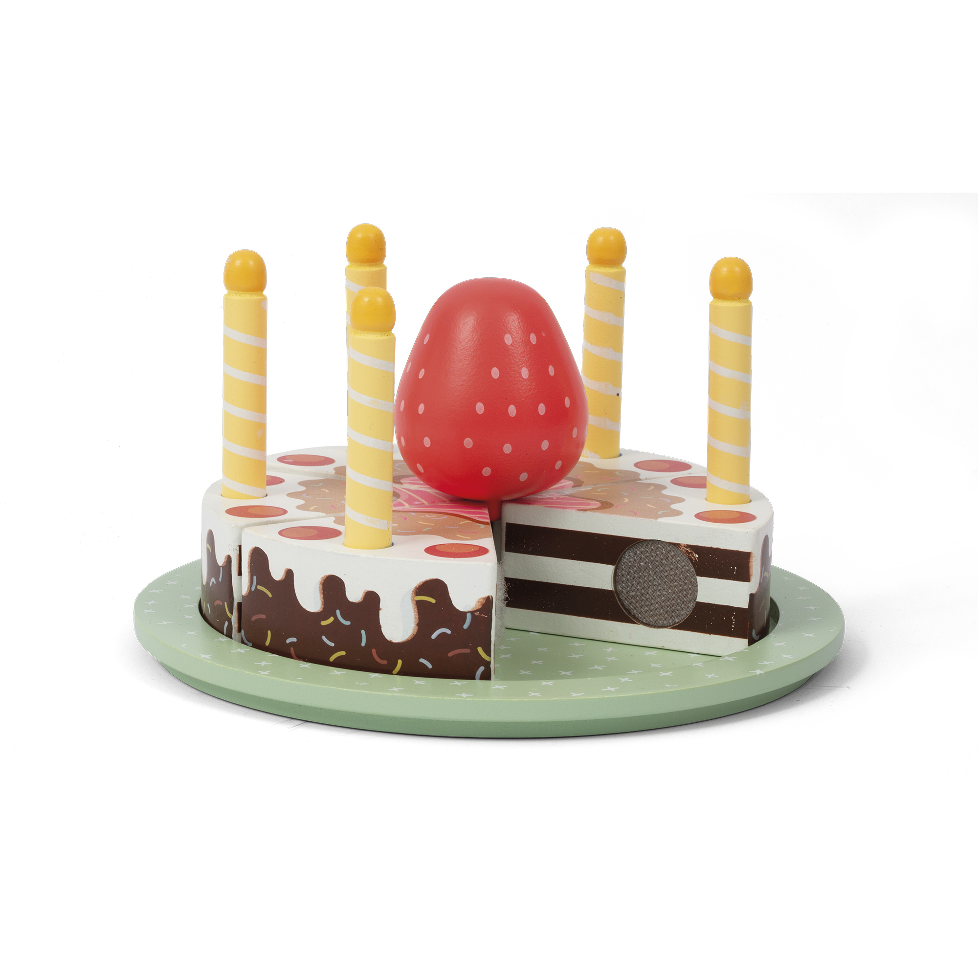 Torta di compleanno in legno wood’n play - eco-friendly con candeline e accessori - WOOD N'PLAY