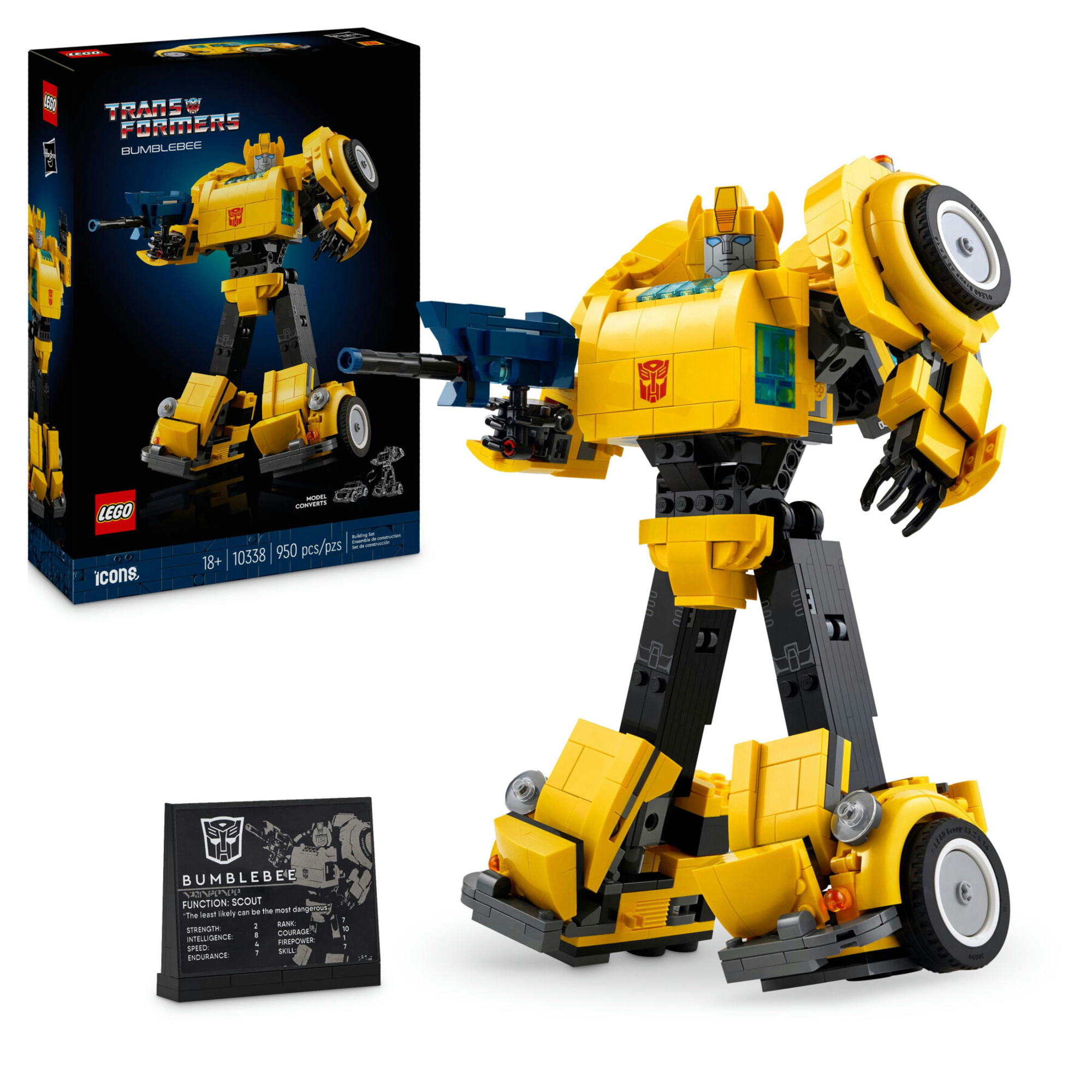 Lego icons 10338 transformers bumblebee action figure da collezione per adulti convertibile in veicolo, regalo per lui o lei - LEGO ICONS