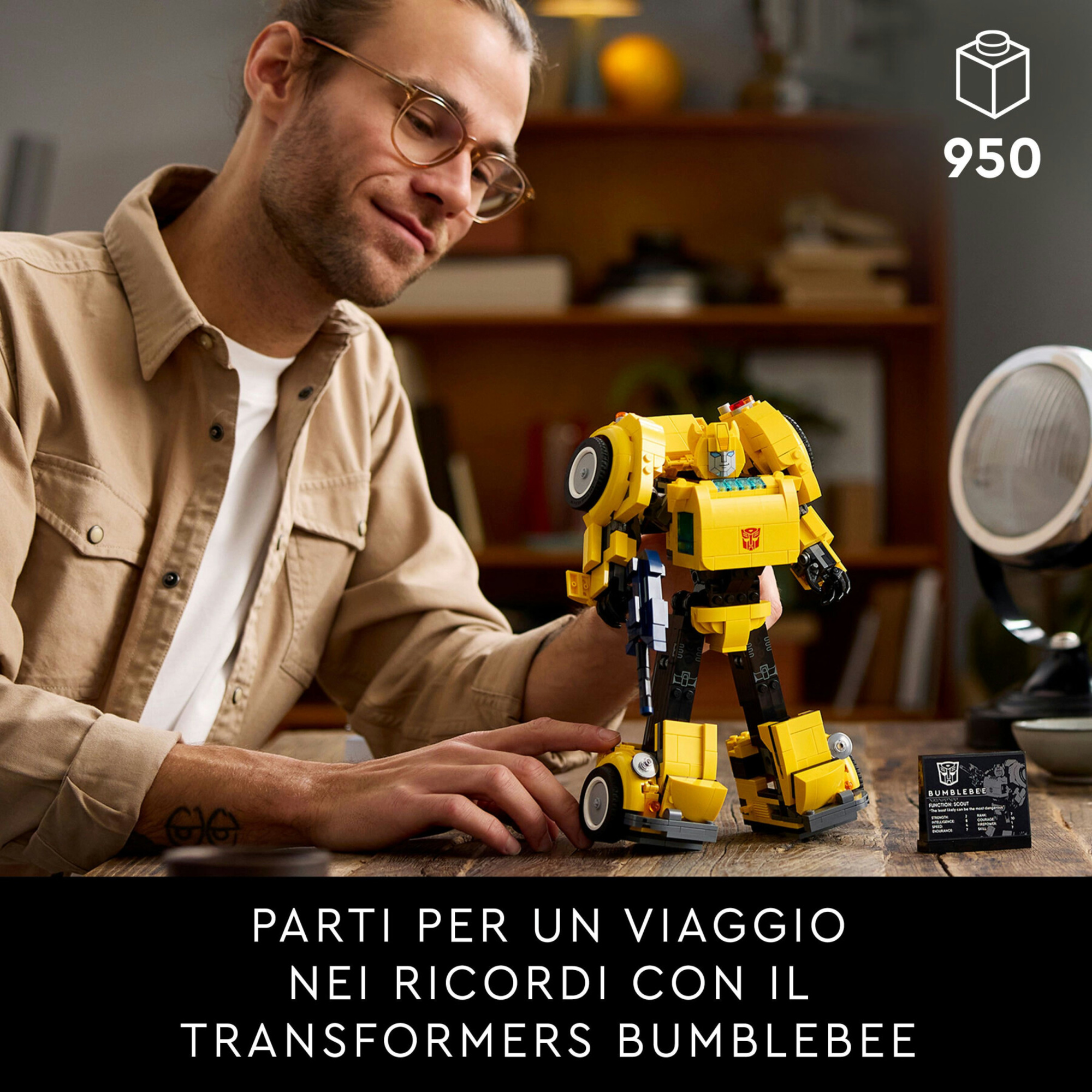 Lego icons 10338 transformers bumblebee action figure da collezione per adulti convertibile in veicolo, regalo per lui o lei - LEGO ICONS