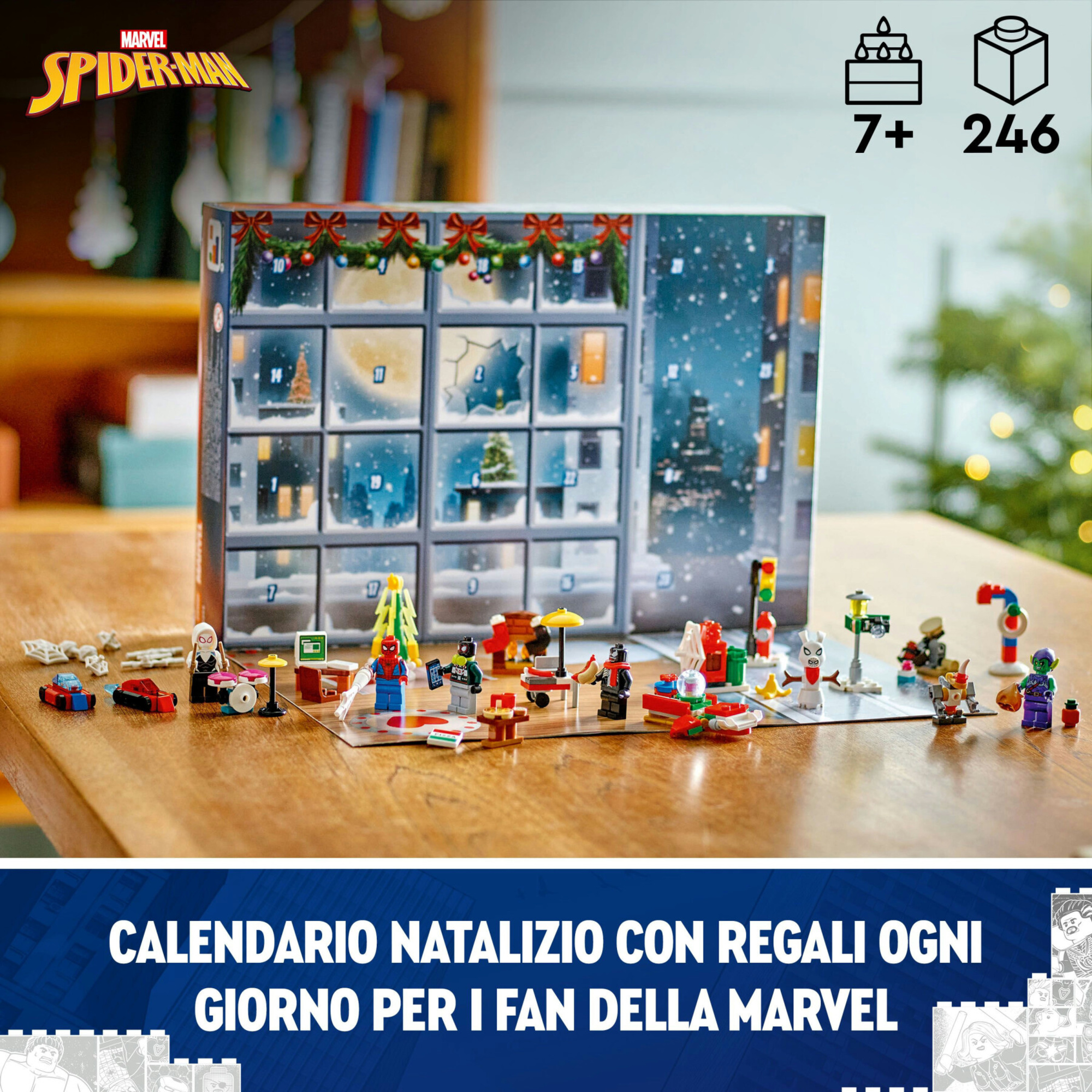 Lego marvel 76293 calendario dell’avvento 2024 spider-man giocattolo con supereroi e modellini, gioco di natale per bambini 7+ - Lego