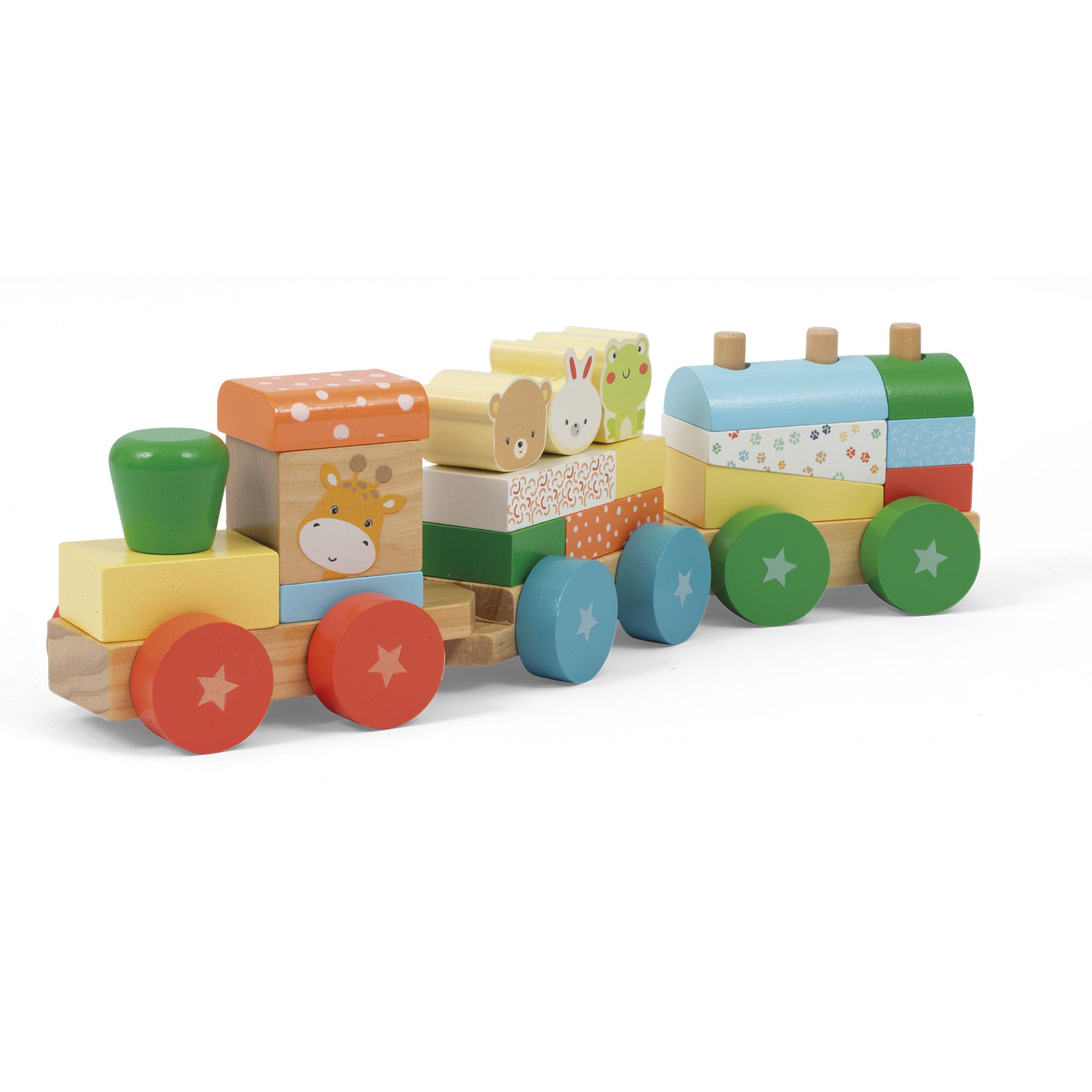 Trenino wood'n play: giocattolo eco-friendly con personaggi colorati e blocchi da costruzione - WOOD N'PLAY