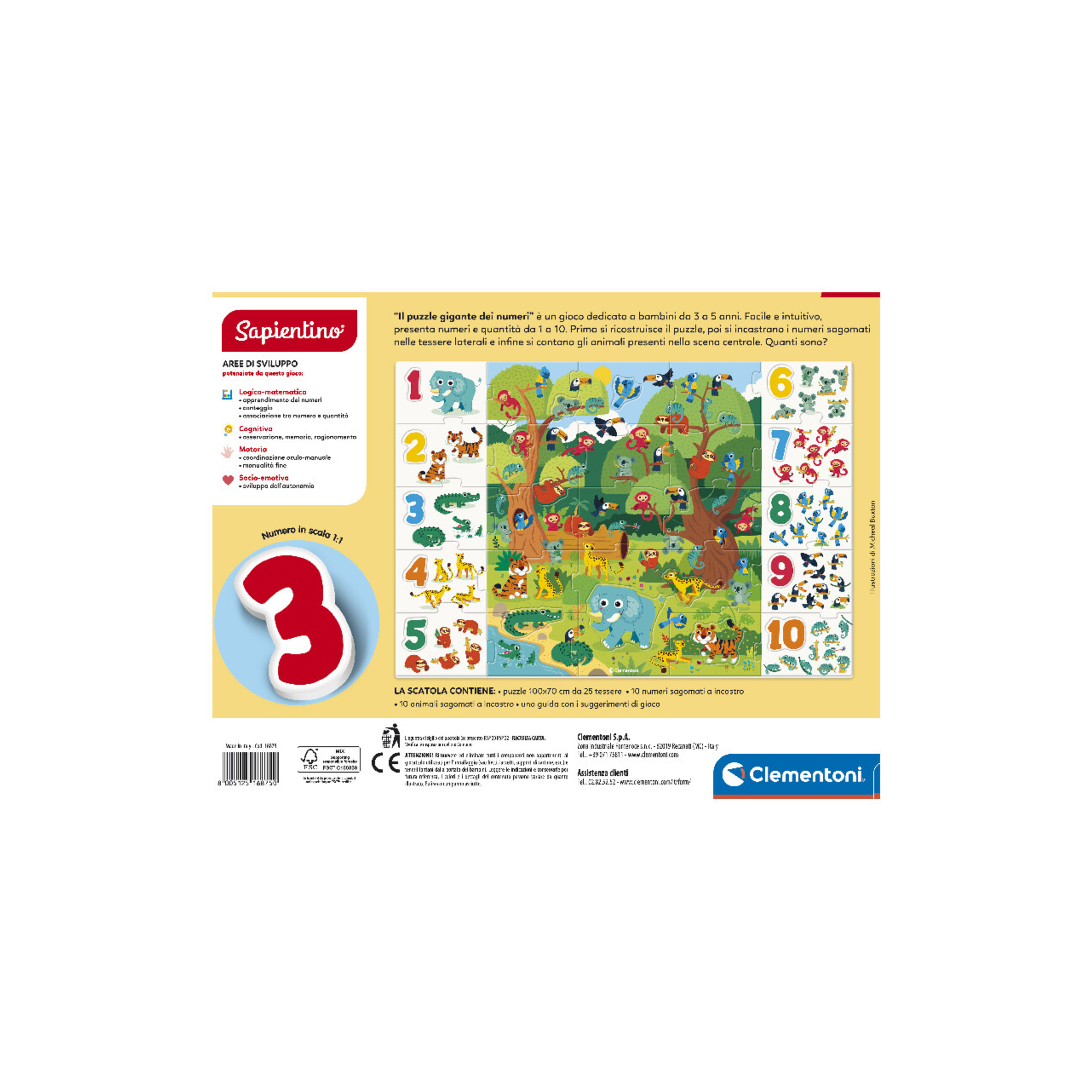 Sapientino puzzle gigante dei numeri - puzzle da pavimento per bambini - gioco educativo in materiale riciclato - SAPIENTINO