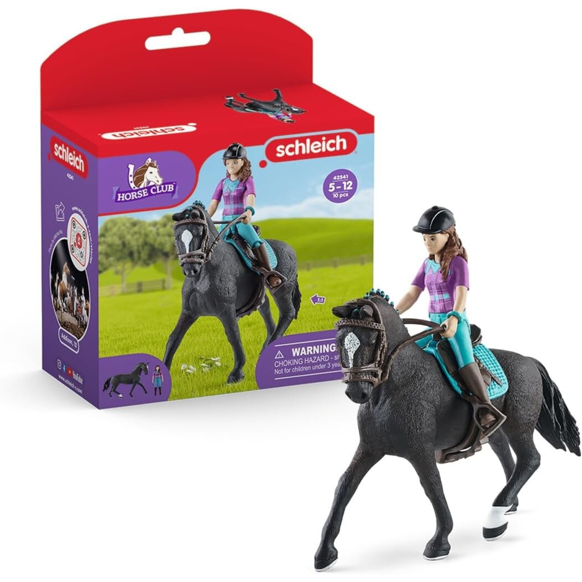 Schleich 42541 horse club lisa & storm, da 5 anni, horse club – set con cavallo e figura di gioco - Schleich