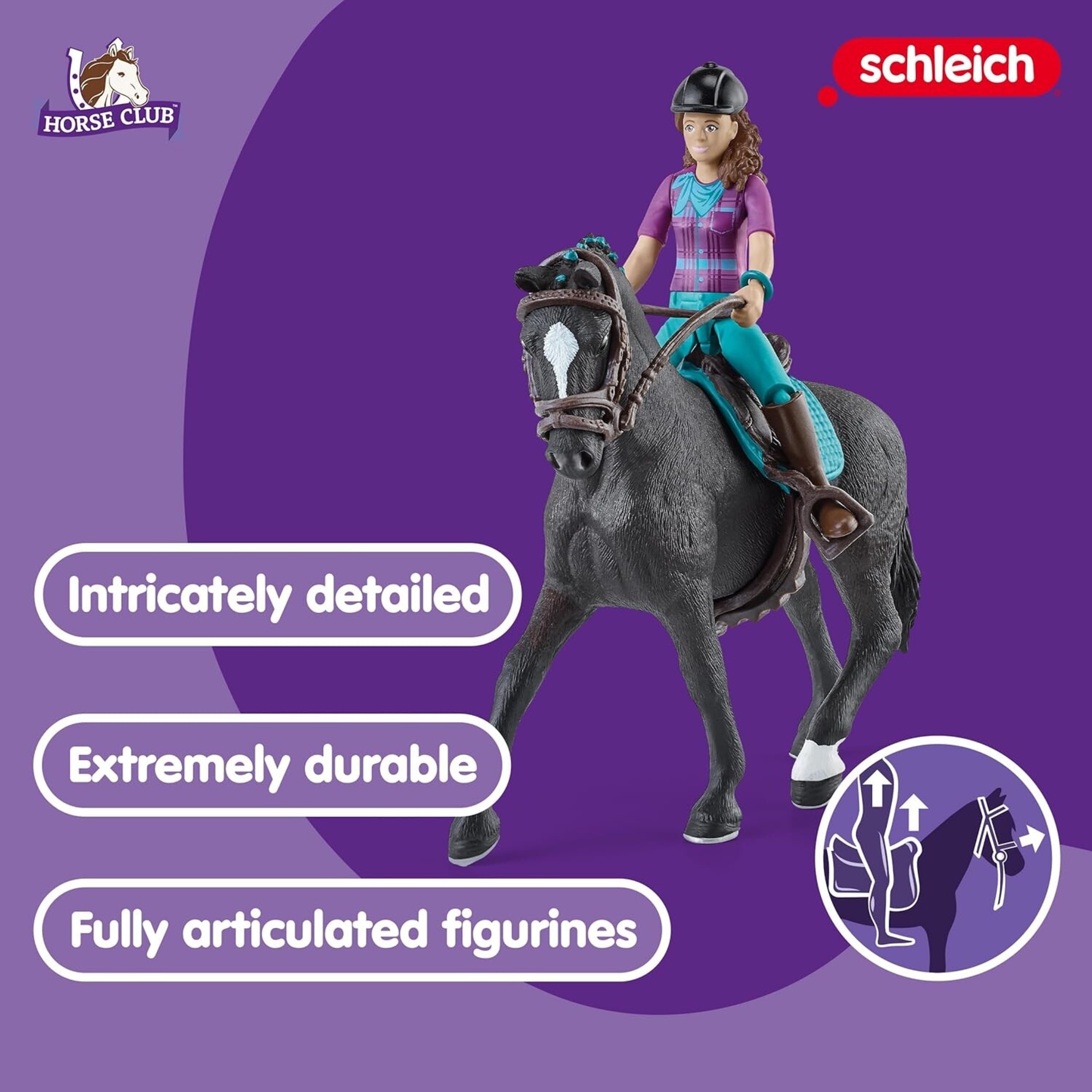 Schleich 42541 horse club lisa & storm, da 5 anni, horse club – set con cavallo e figura di gioco - Schleich