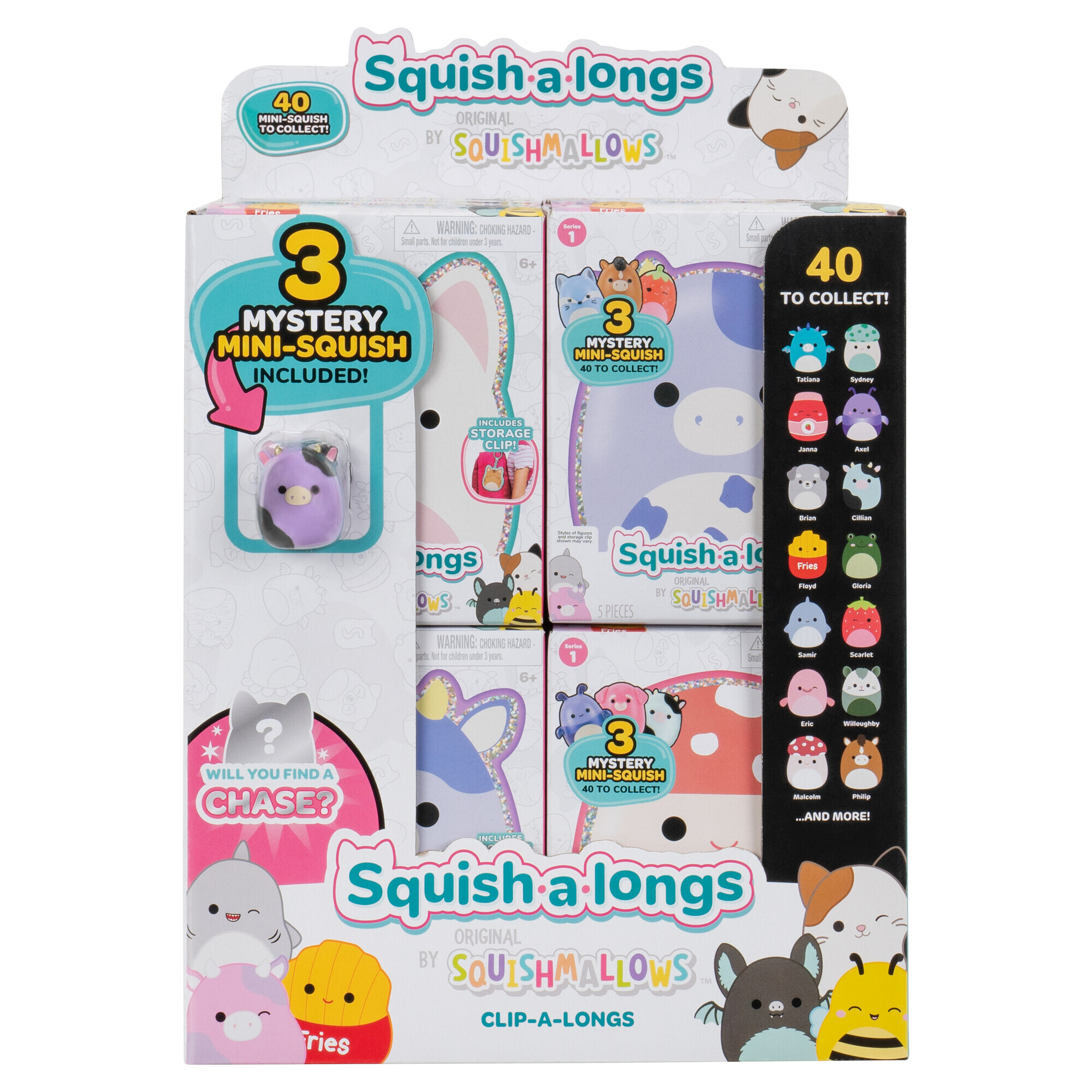 Squish a long porta-charms con 3 personaggi inclusi - 