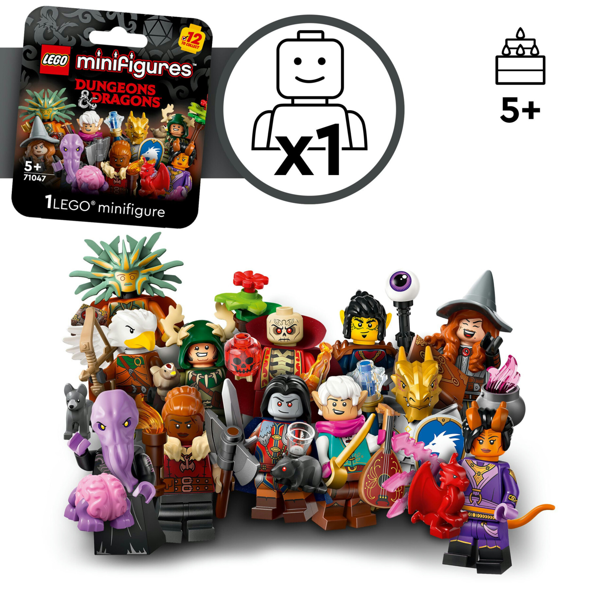 Lego minifigures 71047 dungeons & dragons, scatola con 1 di 12 personaggi casuali, gadget da collezione, giochi per bambini 5+ - Lego