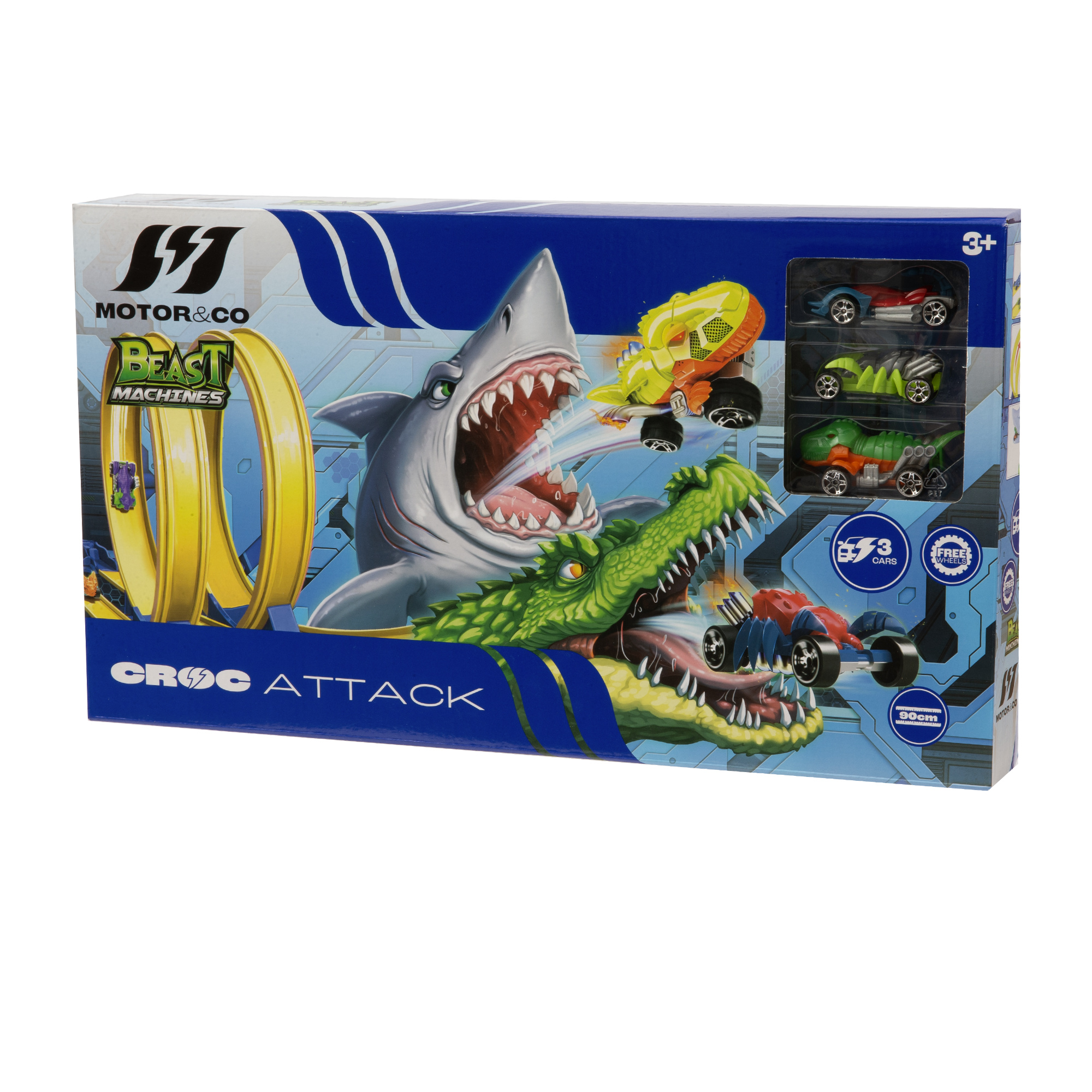 Pista crock attack 90 cm con giro della morte e macchinine beast machines - MOTOR & CO.