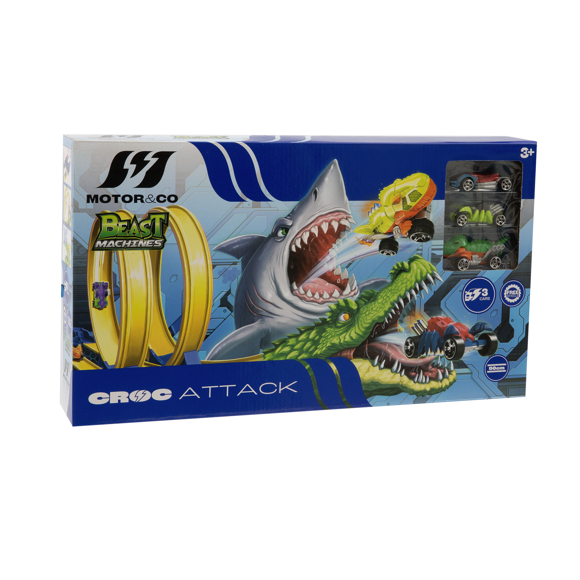 Pista crock attack 90 cm con giro della morte e macchinine beast machines - MOTOR & CO.