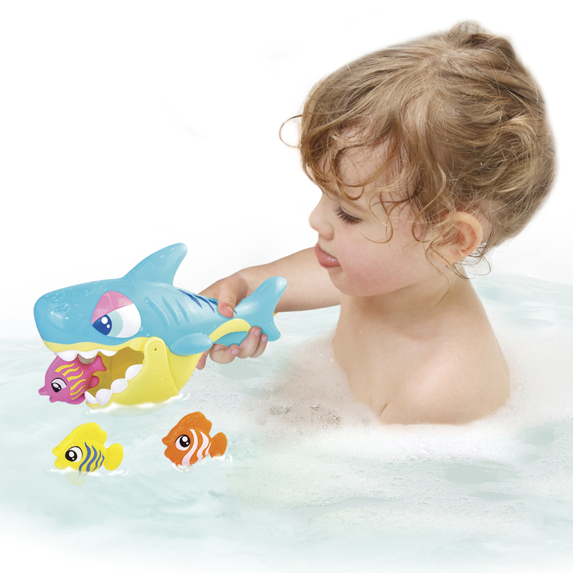 Set da vasca per bambini con squaletto interattivo e gioco con scivoli - divertimento in acqua con pesciolini inclusi - SUPERSTAR