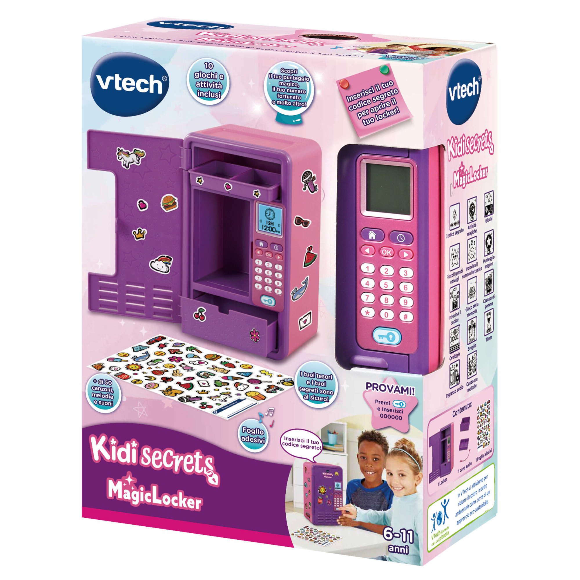 Vtech - kidisecrets magic locker rosa, una cassaforte sicura e personalizzabile per custodire i tuoi segreti! - VTECH