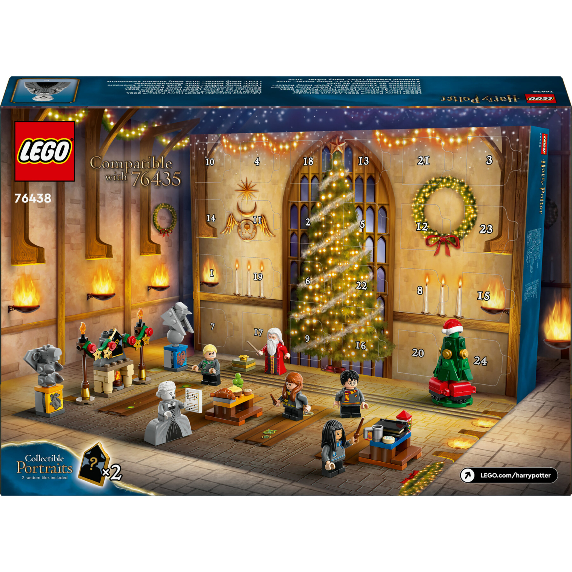 Lego harry potter 76438 calendario dell'avvento 2024, giocattolo di natale con 7 minifigure e 16 mini costruzioni per bambini 7+