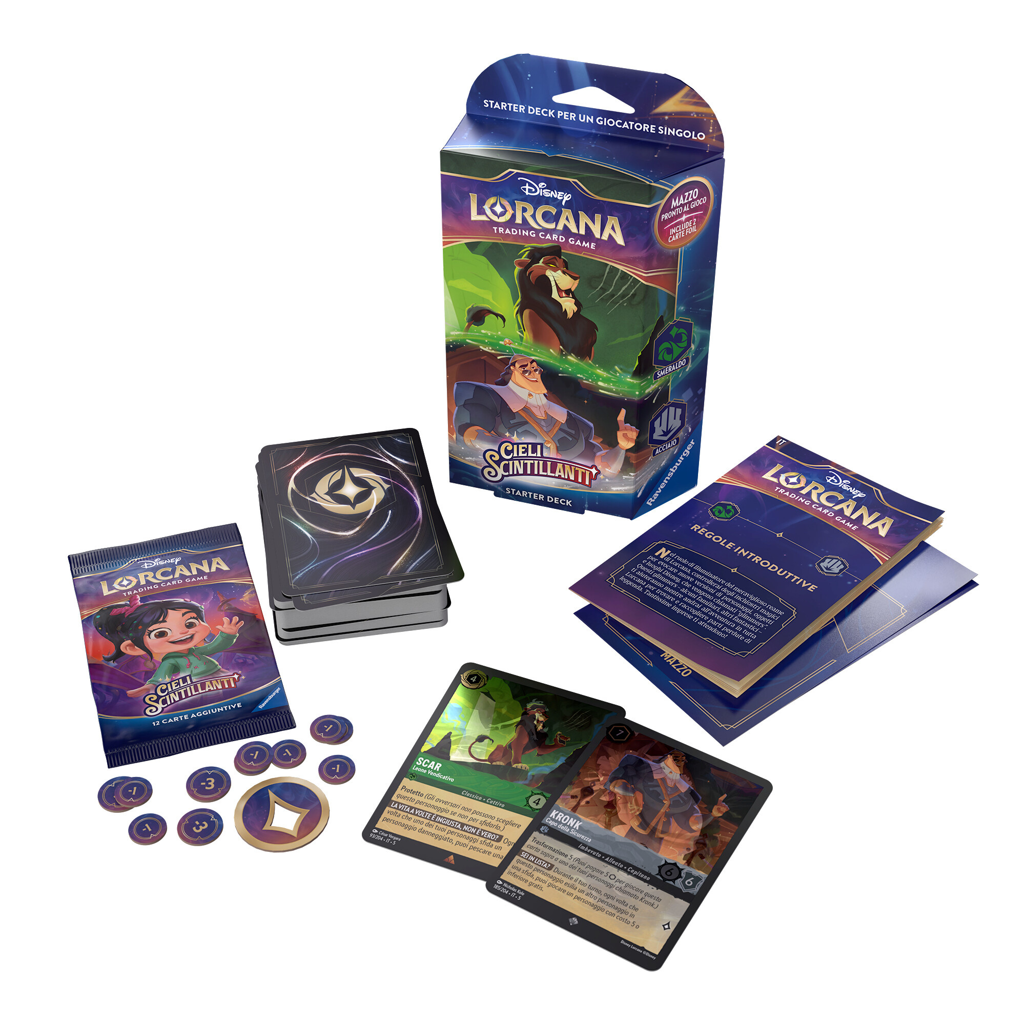 Disney lorcana – cieli scintillanti – starter deck – smeraldo e acciaio – 8+ anni - Lorcana