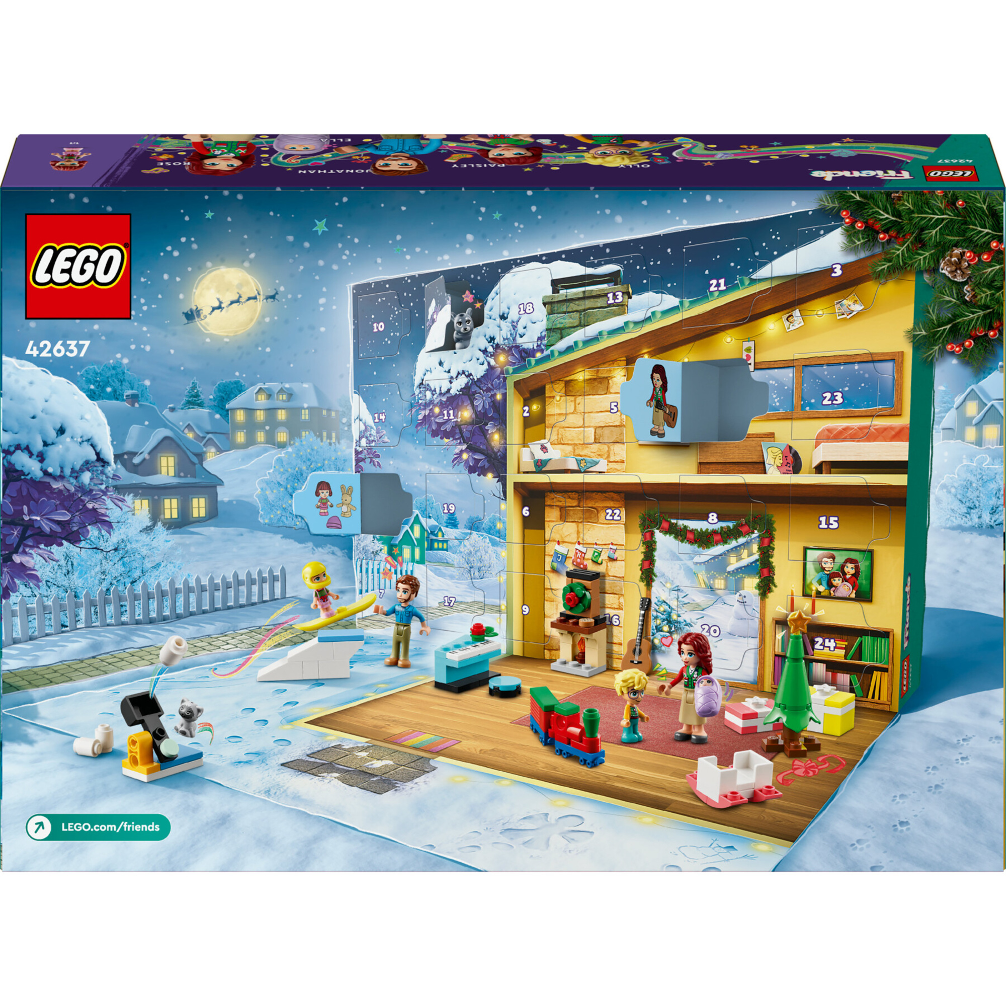 Lego friends 42637 calendario dell'avvento 2024, giocattolo di natale con 5 mini bamboline e 3 animali, giochi per bambini 6+ - LEGO FRIENDS