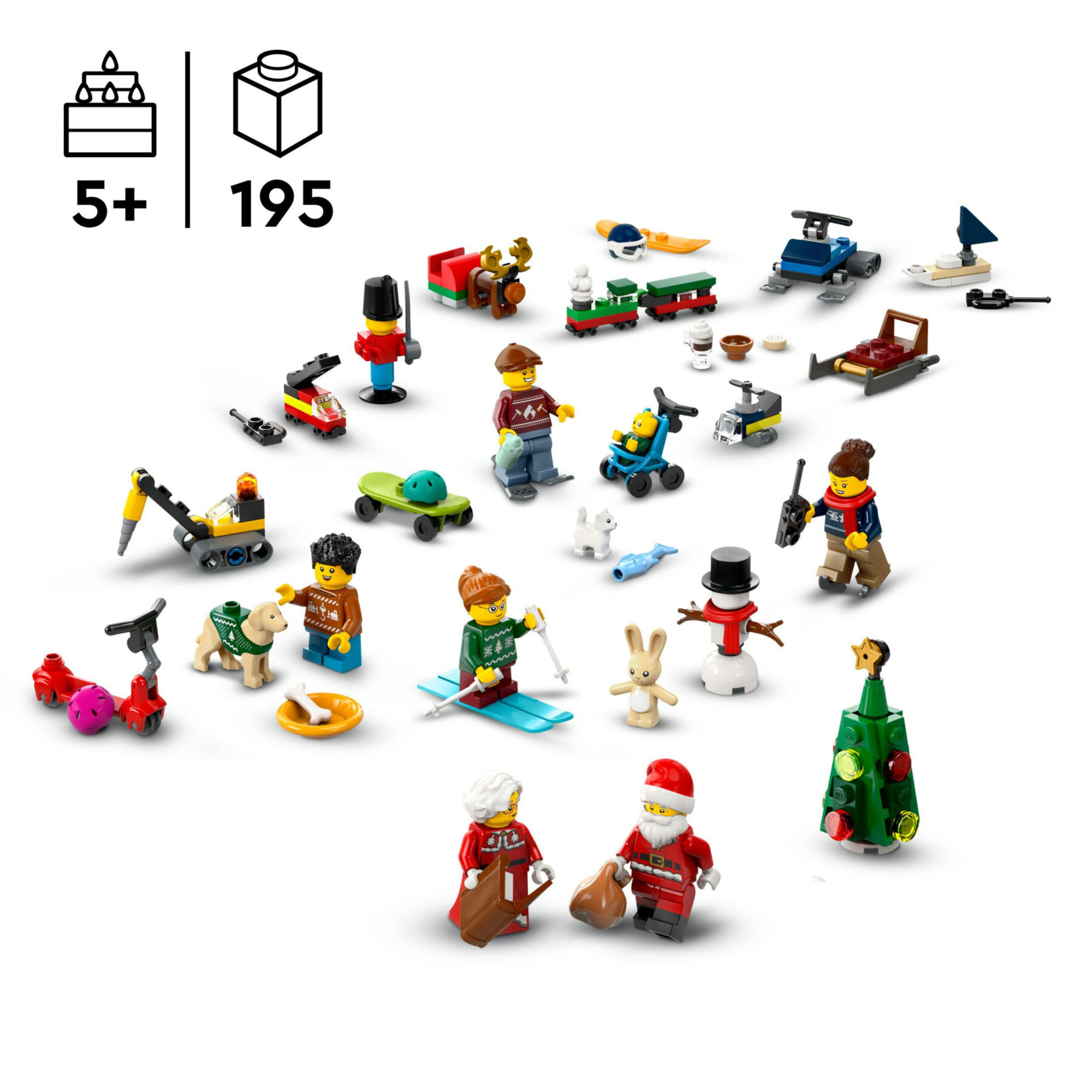 Lego city 60436 calendario dell’avvento 2024, giocattolo per il natale, giochi creativi per bambini 5+ con 24 sorprese regalo - LEGO CITY