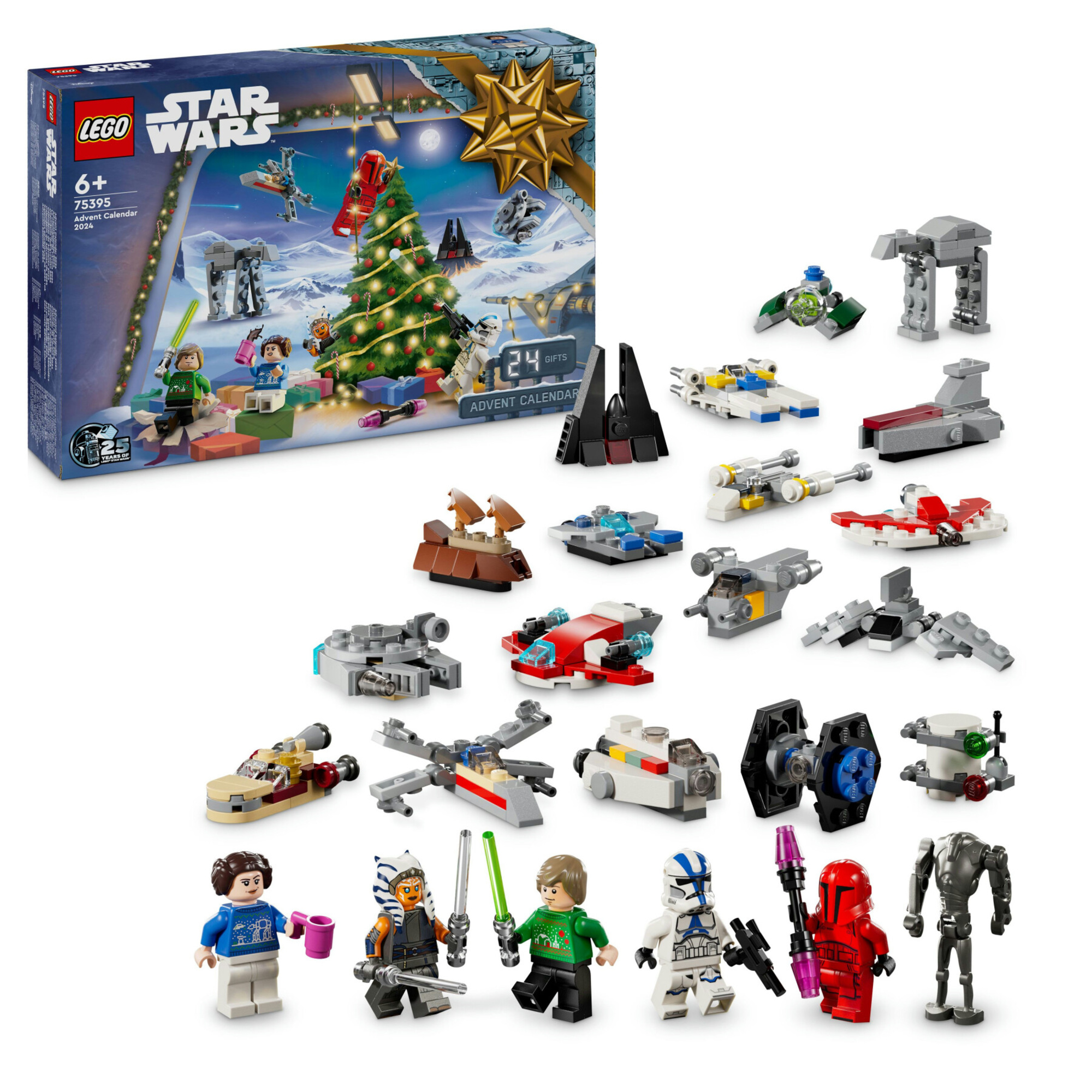 Lego star wars 75395 calendario dell'avvento 2024, giocattolo di natale con 18 modellini e 6 personaggi, giochi per bambini 6+ - LEGO® Star Wars™