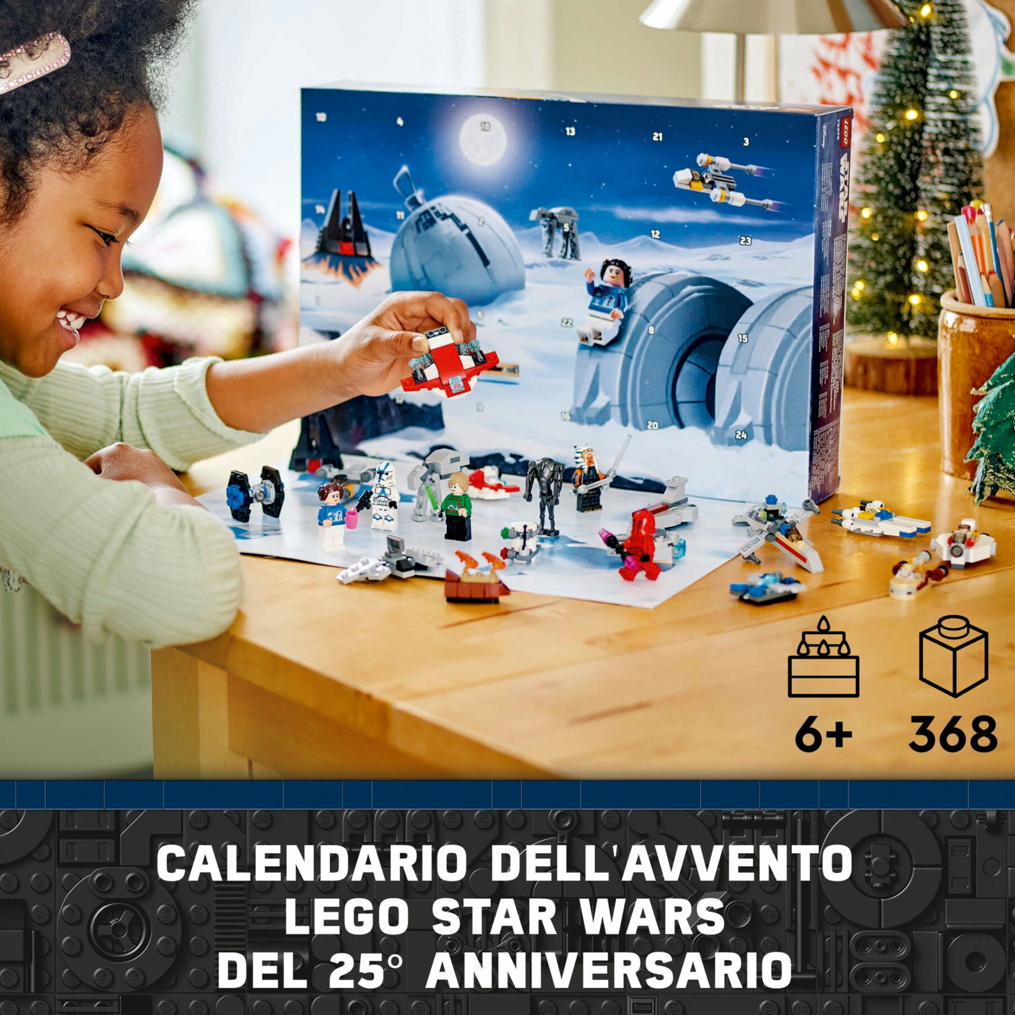 Lego star wars 75395 calendario dell'avvento 2024, giocattolo di natale con 18 modellini e 6 personaggi, giochi per bambini 6+ - LEGO® Star Wars™