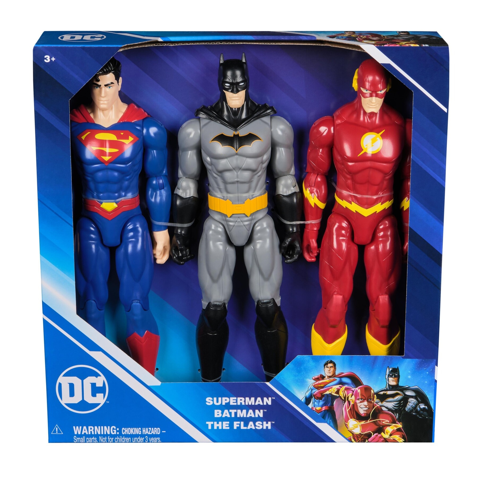 Action figure dc comics 30 cm: superman, batman e the flash - confezione da 3 per collezionisti - DC COMICS