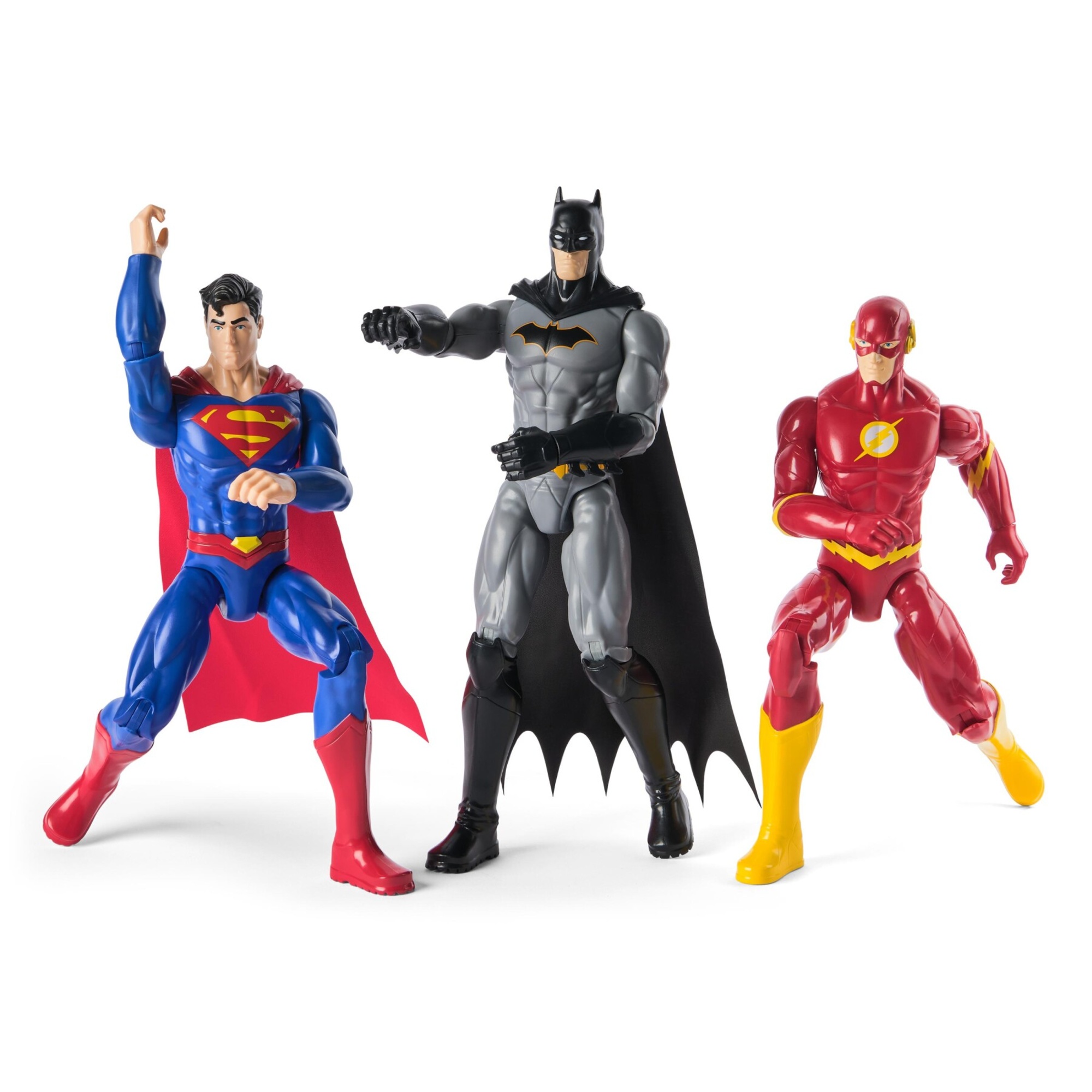 Action figure dc comics 30 cm: superman, batman e the flash - confezione da 3 per collezionisti - DC COMICS