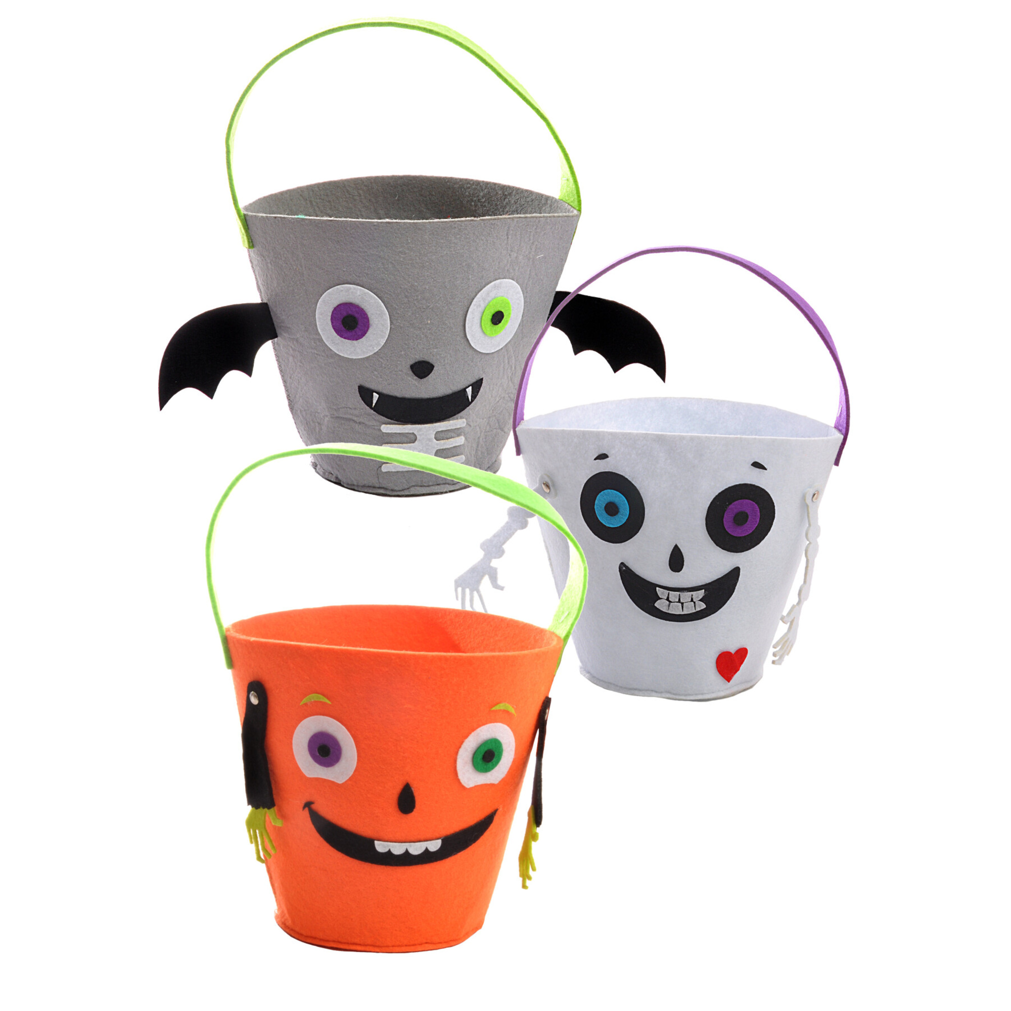 Set di secchielli halloween assortiti in diversi personaggi e colori - pipistrello, scheletro, zucca - NO BRAND