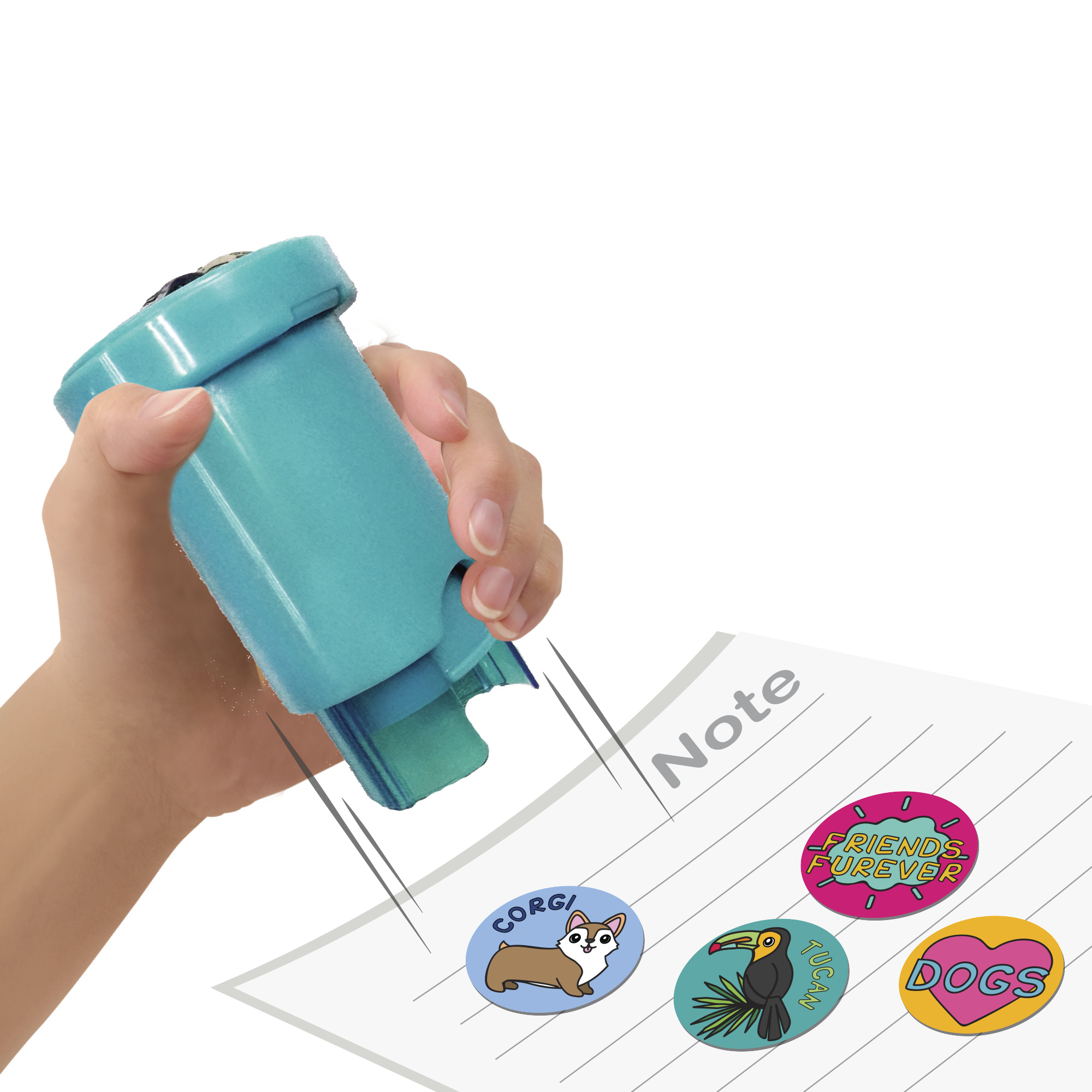 Sticker stamper - timbri assortiti colorati per decorare con 320 stickers in 4 temi divertenti - 