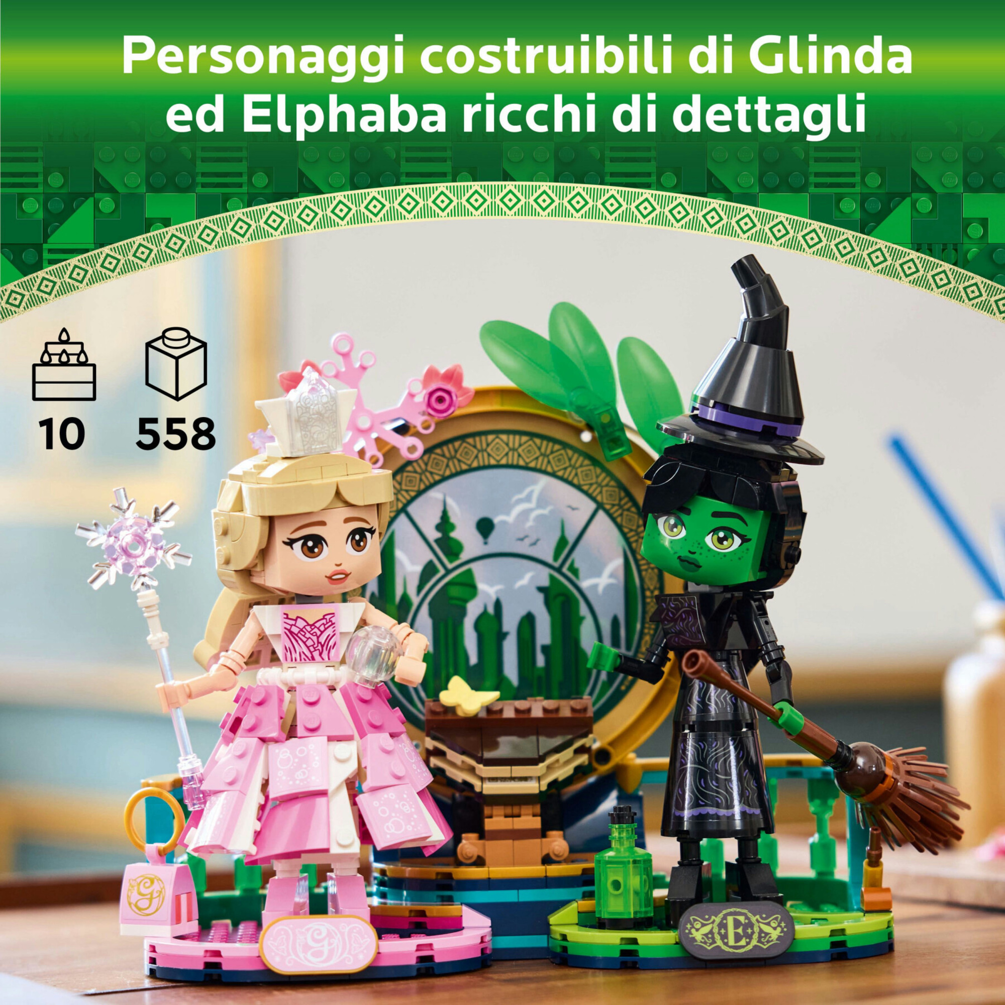 Lego wicked 75682 personaggi di elphaba e glinda, giochi di fantasia per bambini 10+ anni, 2 figure da costruire, idea regalo - Lego