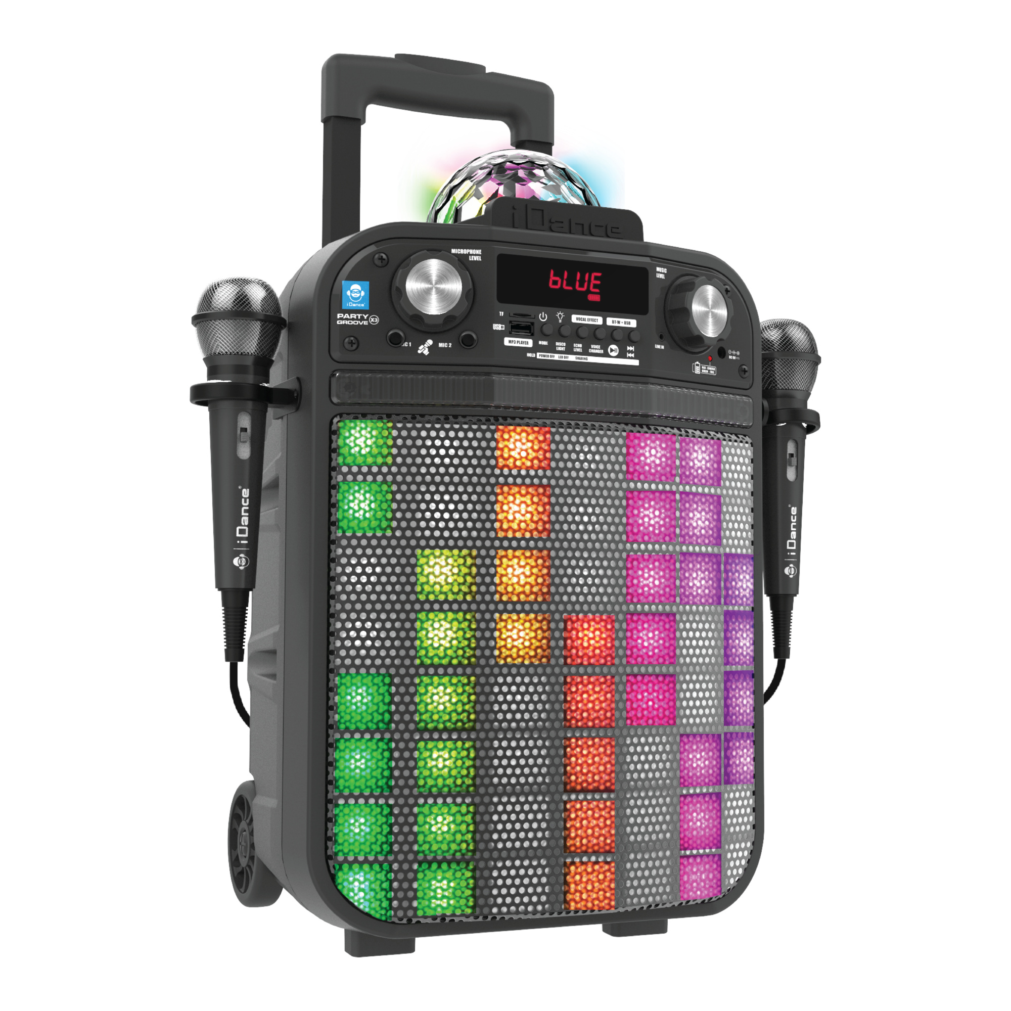 Deluxe party speaker: cassa portatile con led rgb e karaoke - perfetta per ogni festa - music star - 