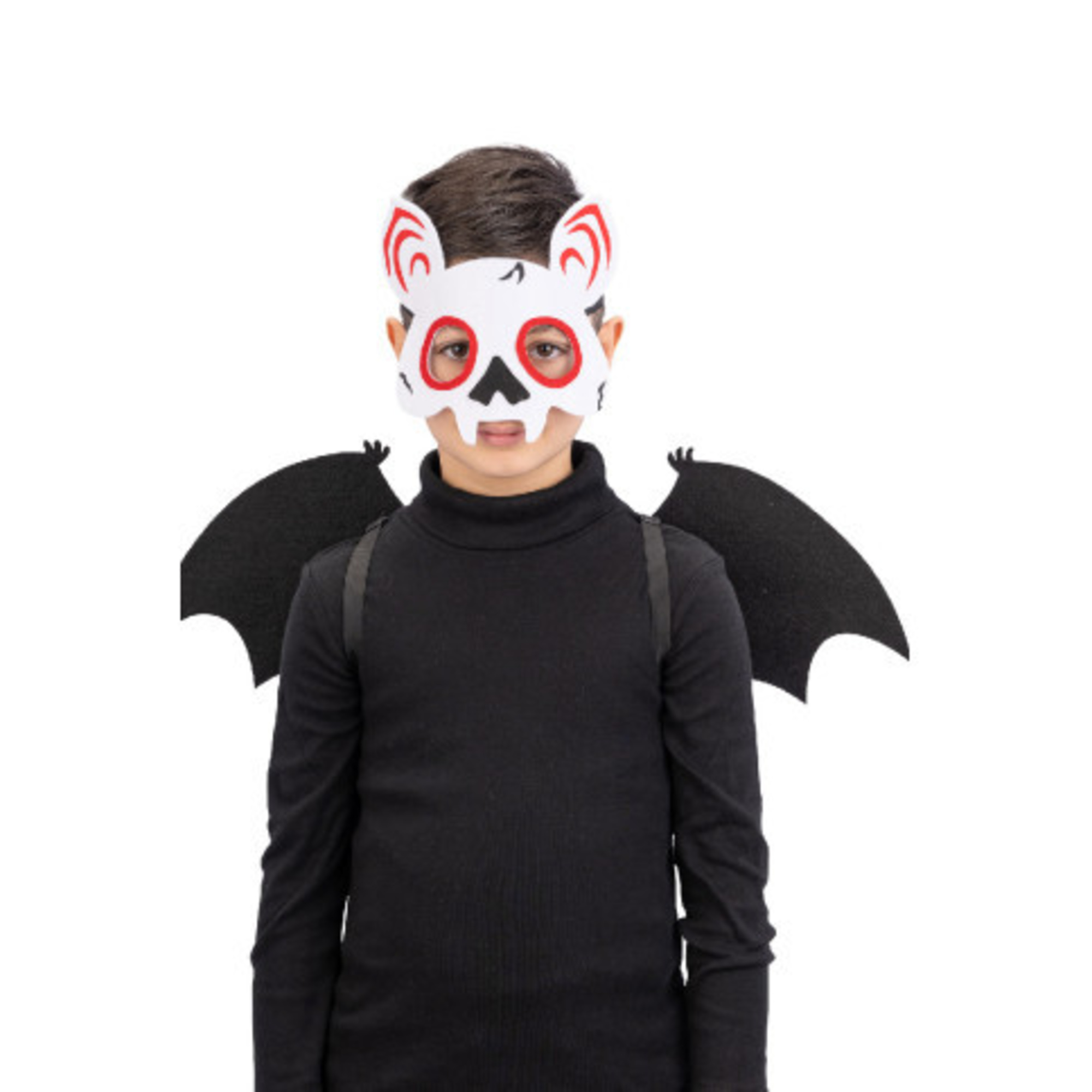 Set pipistrello in feltro -maschera e ali h. 58x24 cm - costume halloween - 