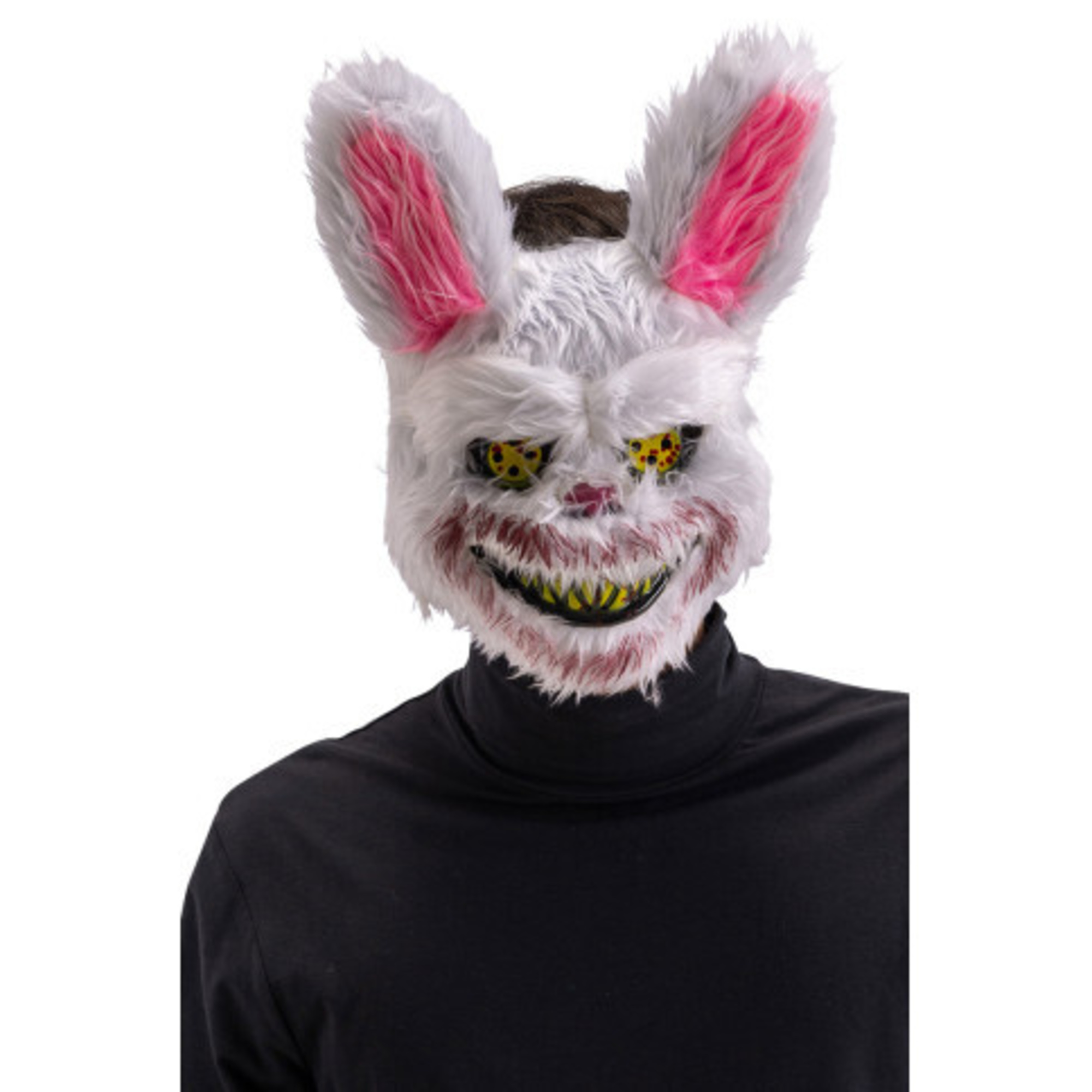 Maschera coniglio horror con peluche - halloween accessorio spaventoso - 