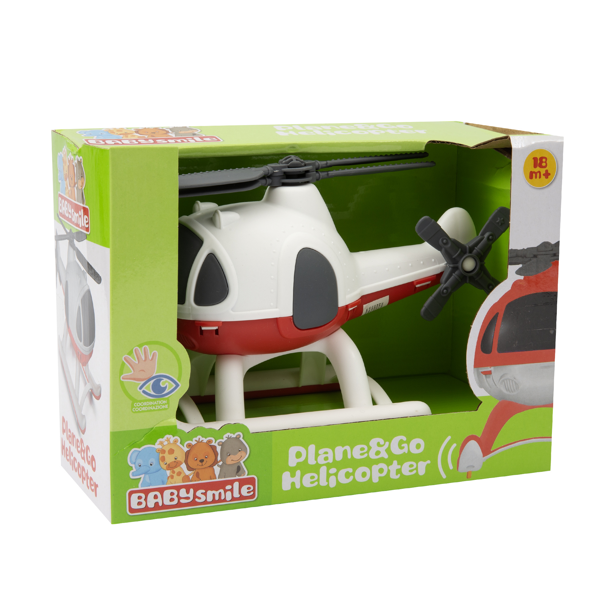 Plan&go helicopter - elicottero giocattolo assortito con ruote ed elica rotante in rosso e bianco - BABY SMILE