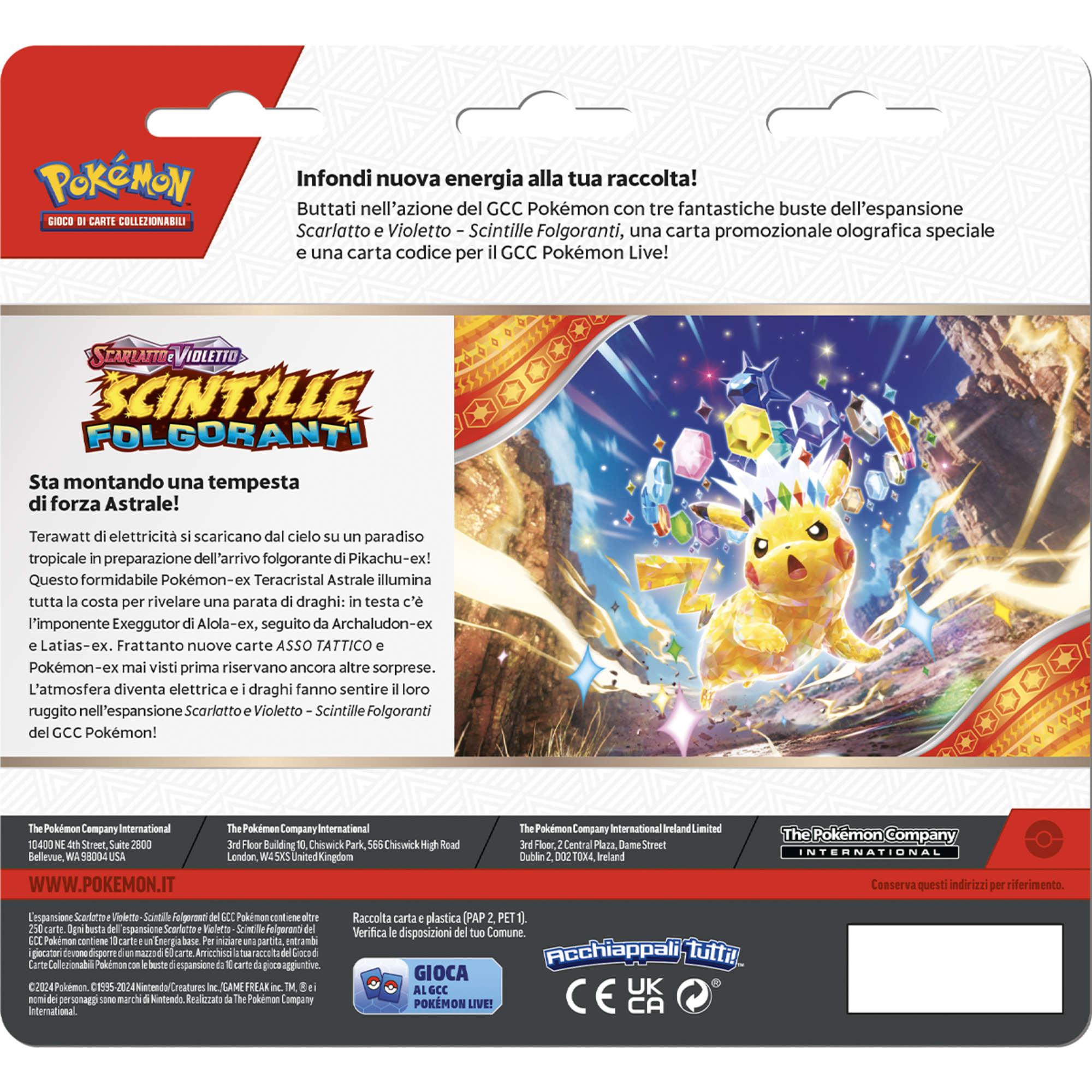 Pokemon scarlatto e violetto scintille folgoranti 3 pack blister assortito - POKEMON