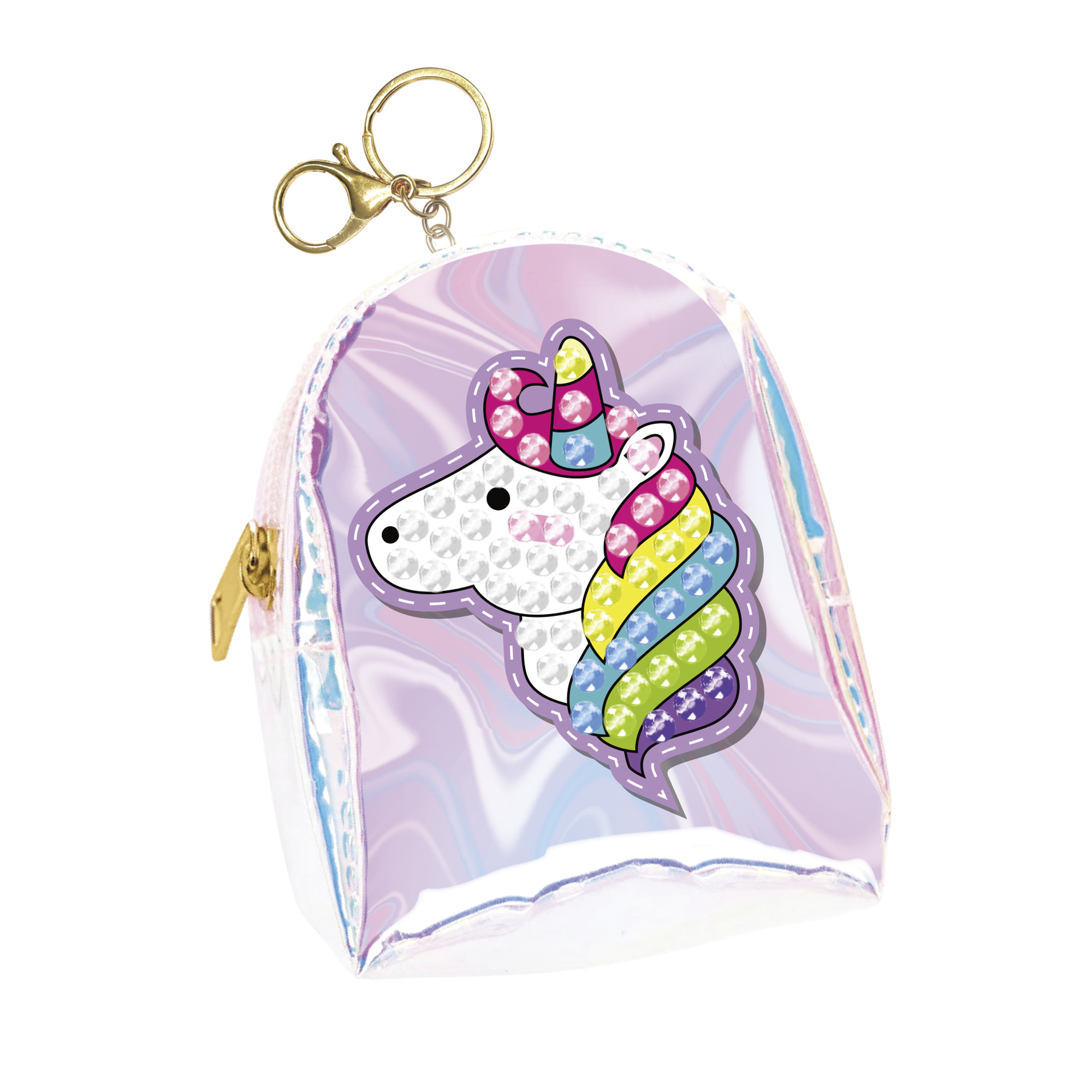 Crystal art portachiavi: set personalizzabile con unicorno e gemme colorate - crea mania - NO BRAND