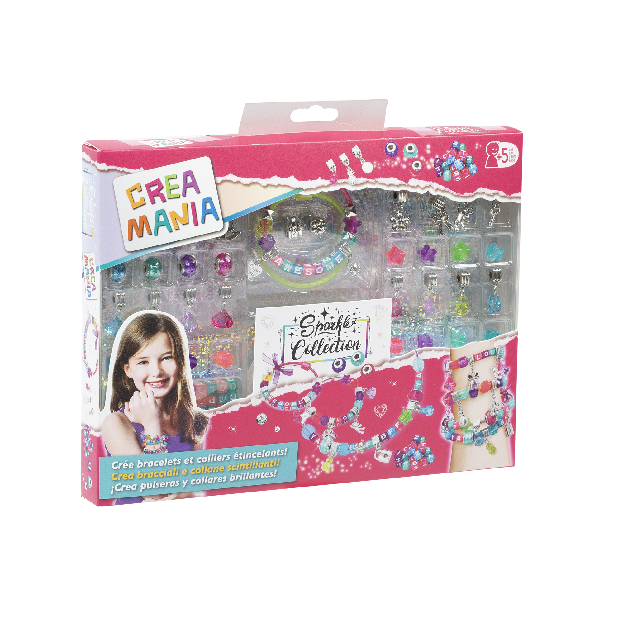 Sparkle collection - kit completo per creare bracciali e collane alla moda - include pendenti, charms e perline colorate - CREA MANIA