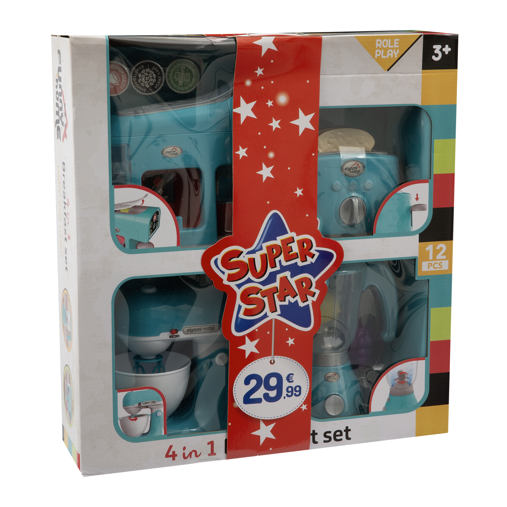 4 in 1 breakfast set per cucina giocattolo - include caffettiera, tostapane, frullatore e planetaria - funny home - FUNNY HOME