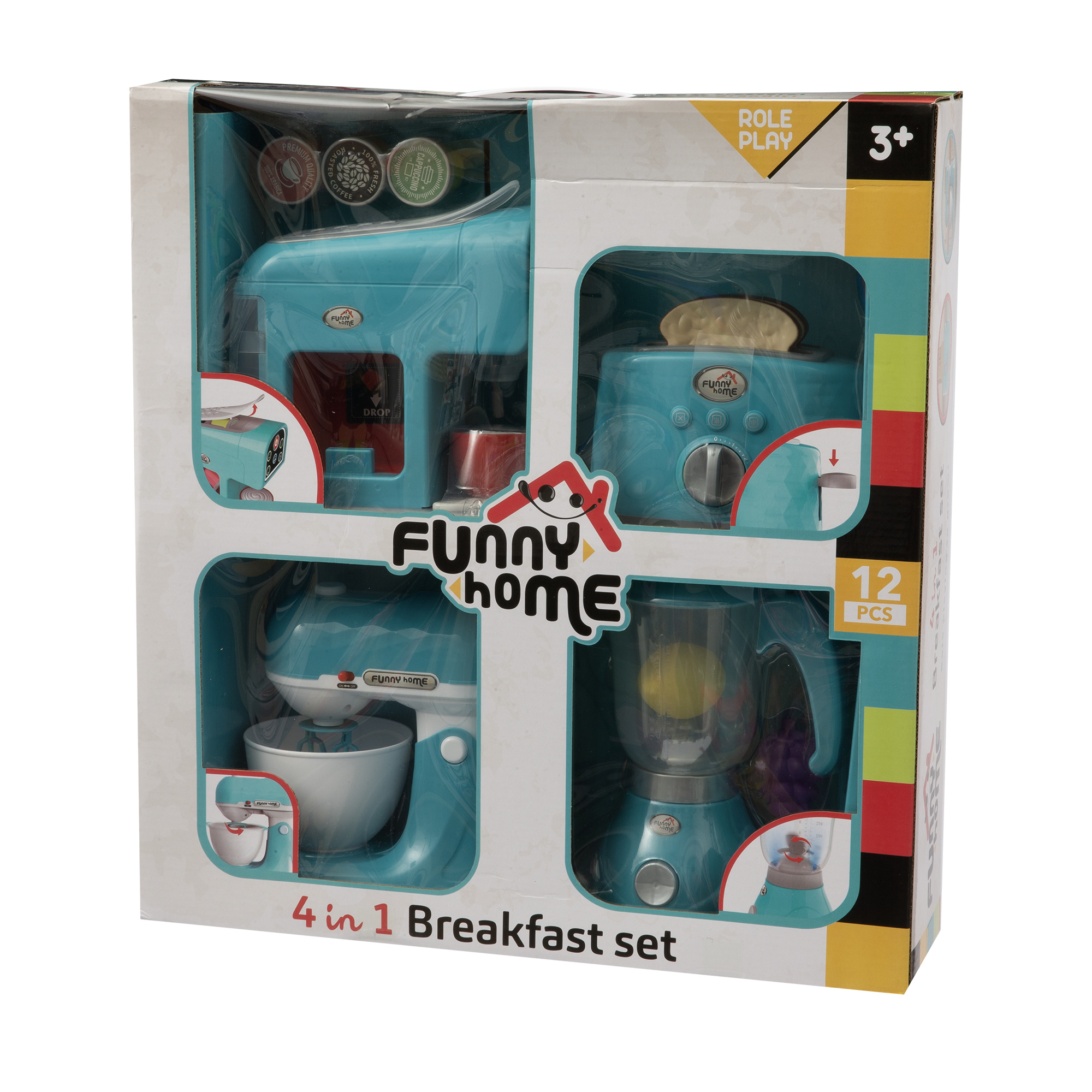 4 in 1 breakfast set per cucina giocattolo - include caffettiera, tostapane, frullatore e planetaria - funny home - FUNNY HOME