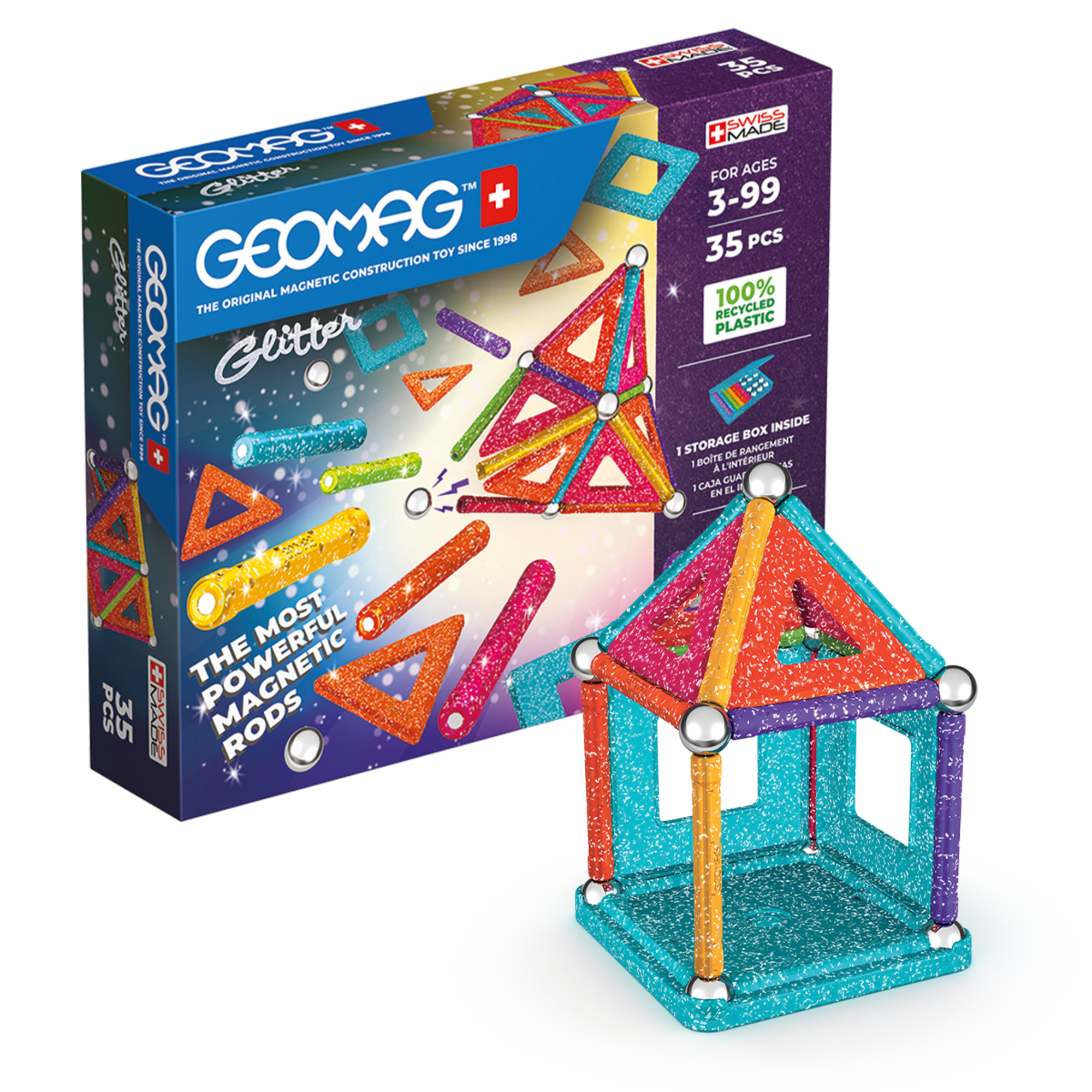 Geomag glitter panels 100% riciclato - costruzioni magnetiche scintillanti e colorate - Geomag